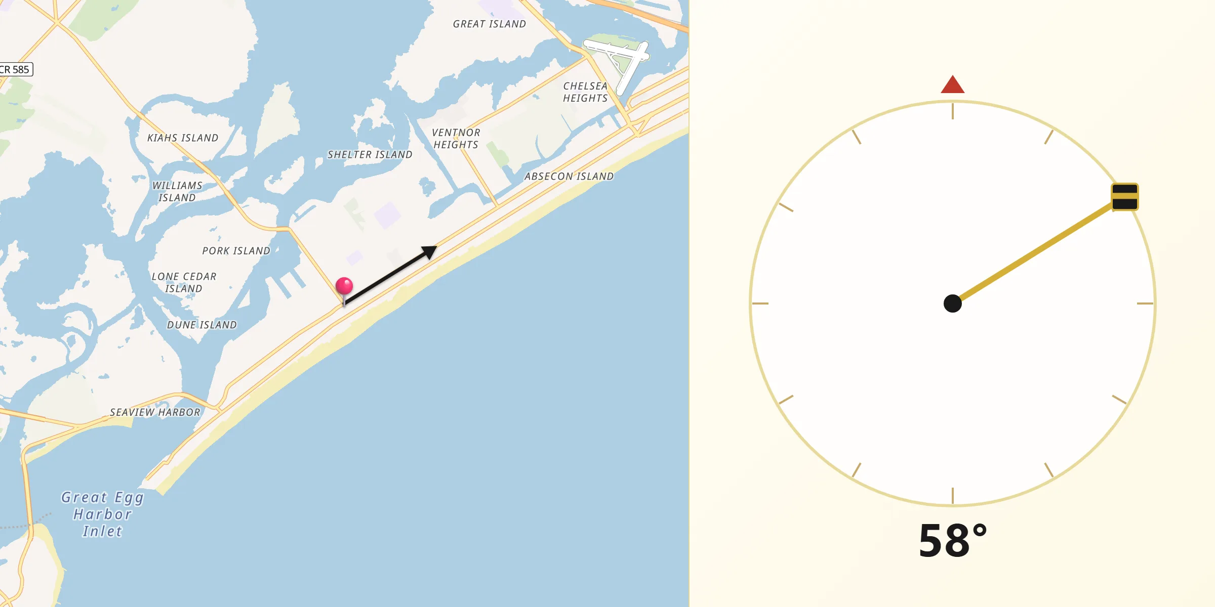 Qibla Direction from Margate City