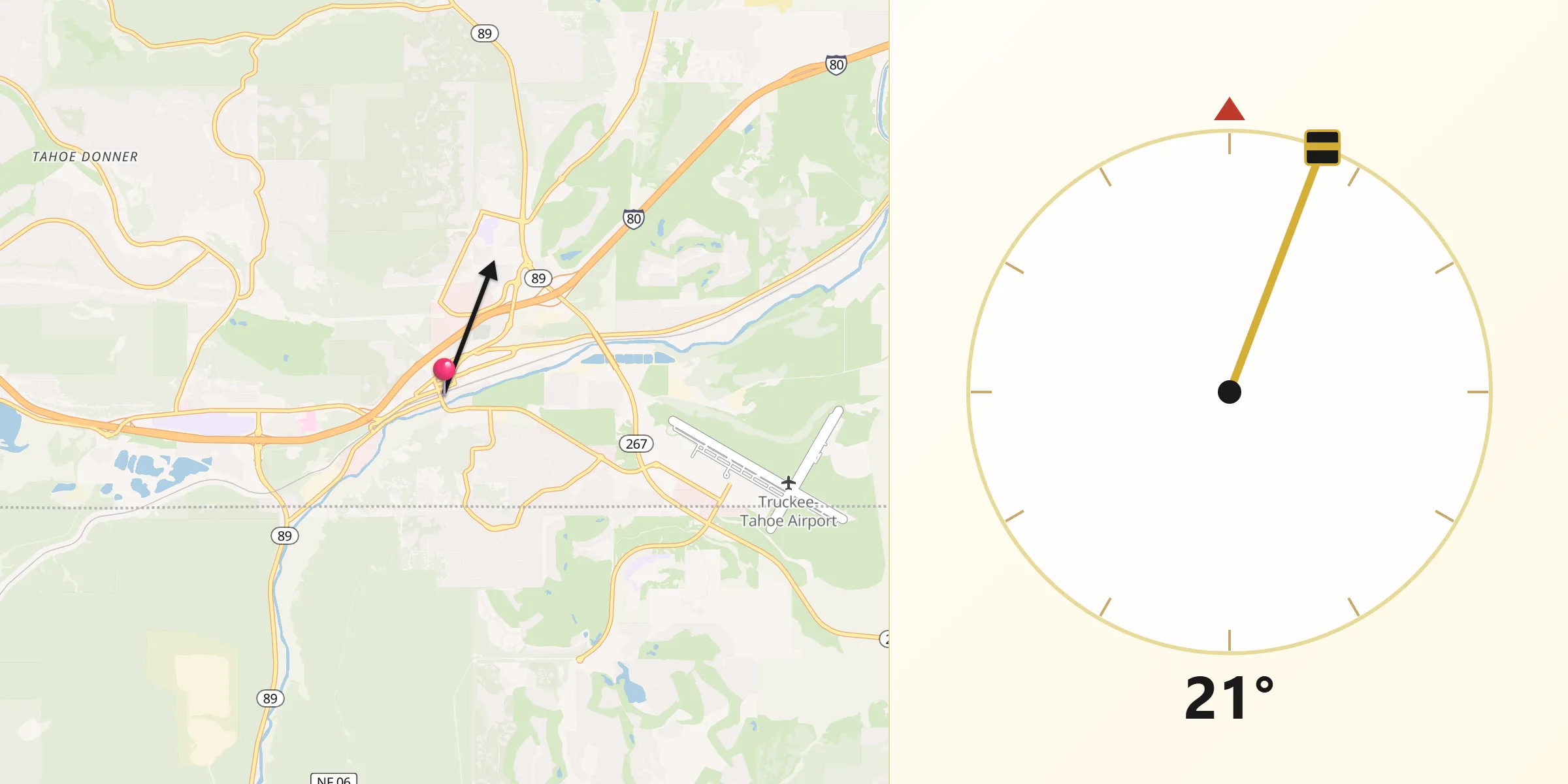Qibla Direction from Truckee