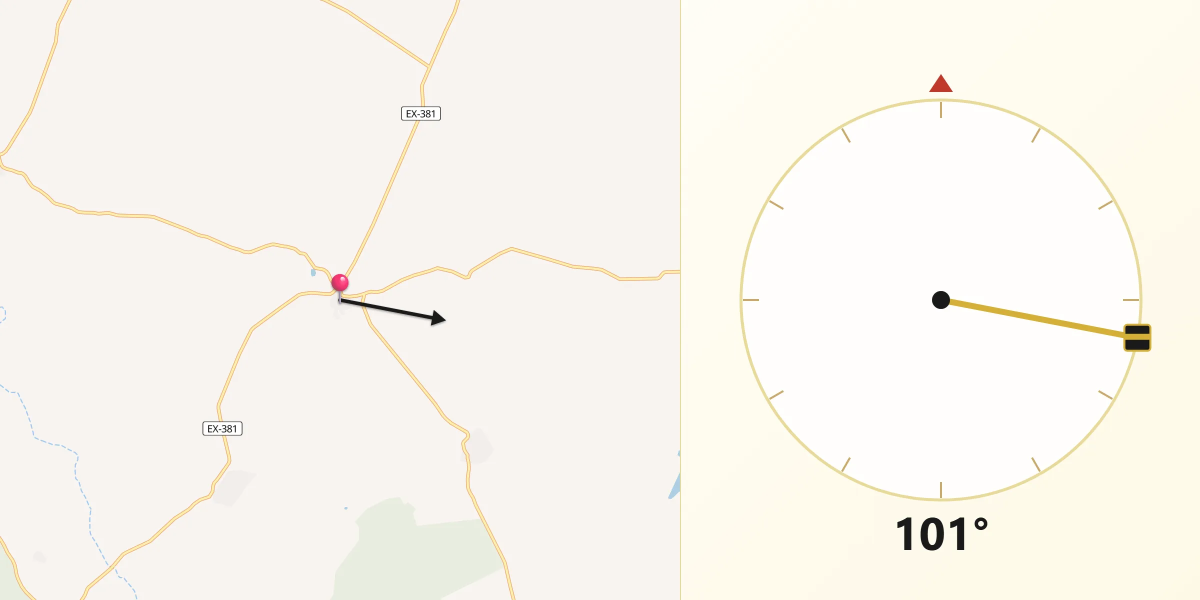 Dirección de la Qibla desde Ruanes