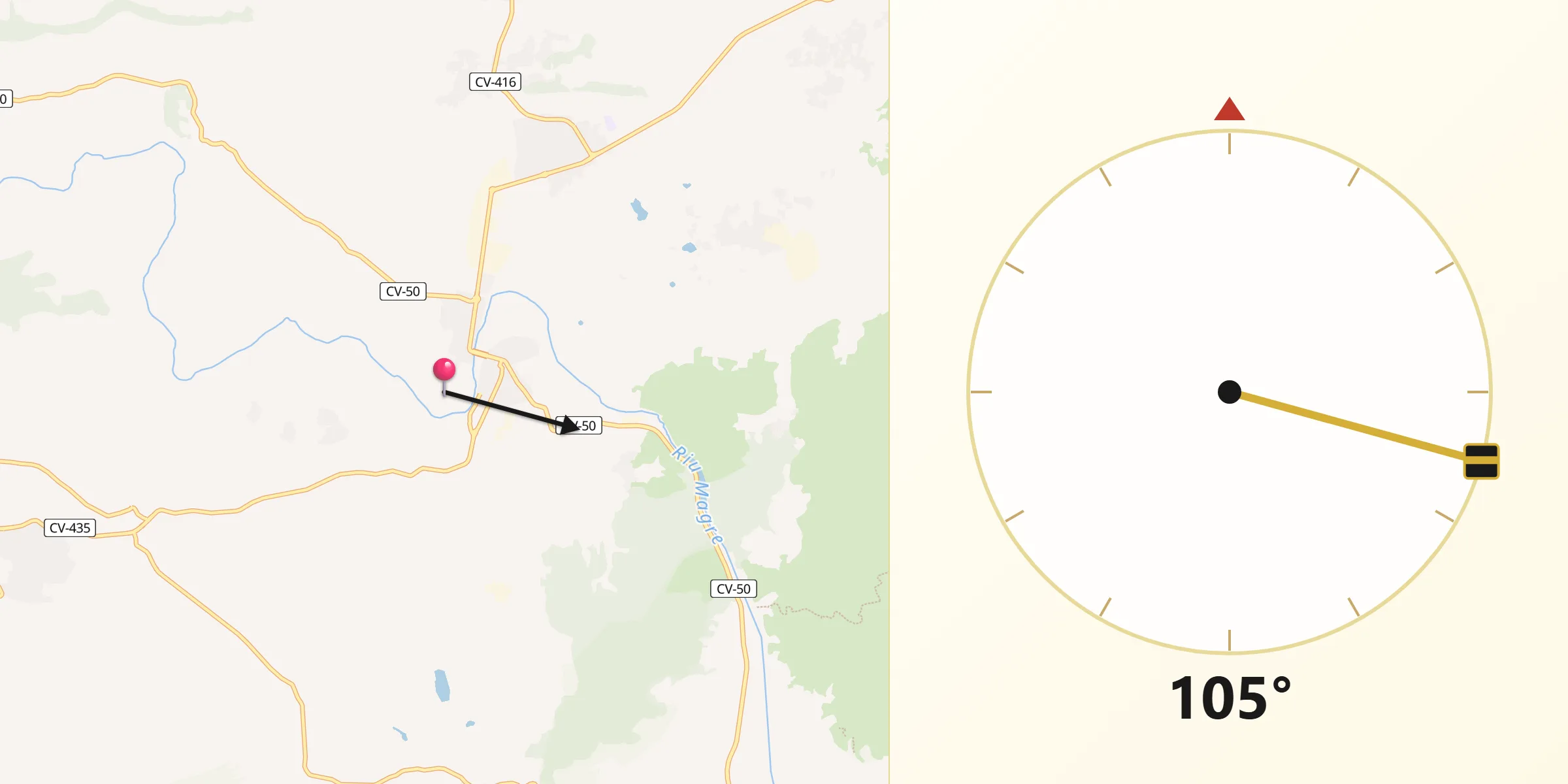 Dirección de la Qibla desde Montroy