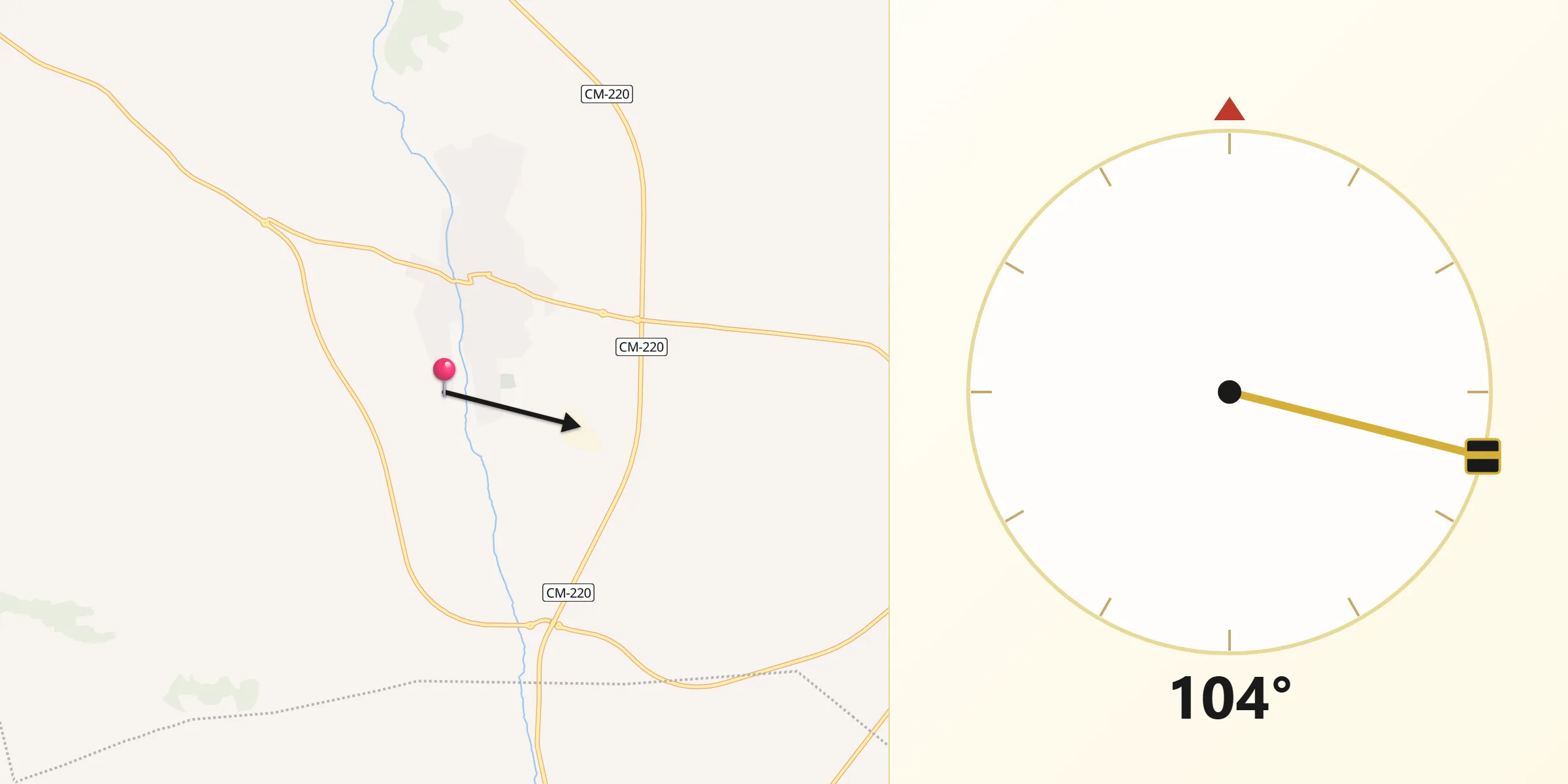 Dirección de la Qibla desde Quintanar del Rey