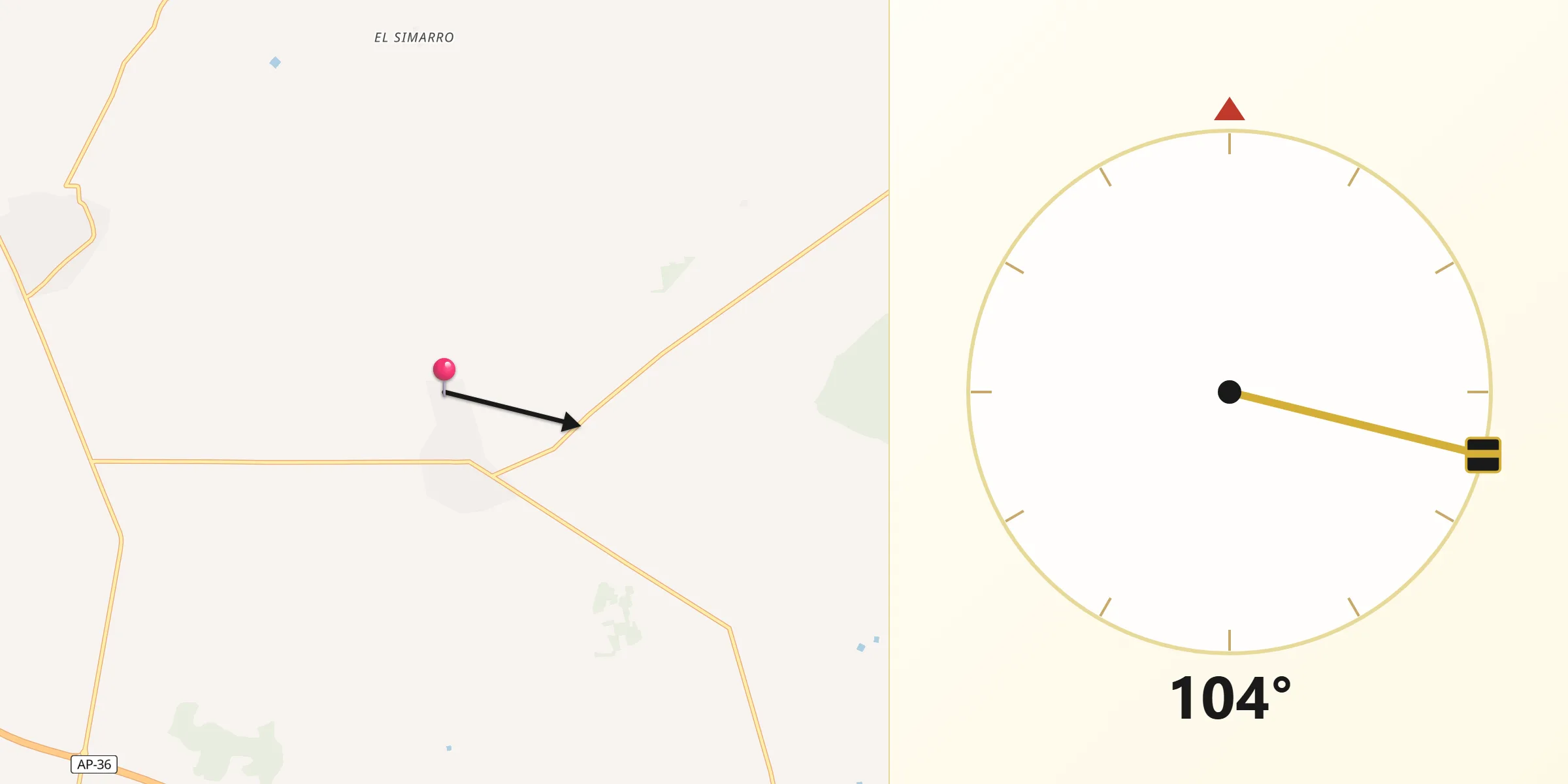 Dirección de la Qibla desde Casas de Haro