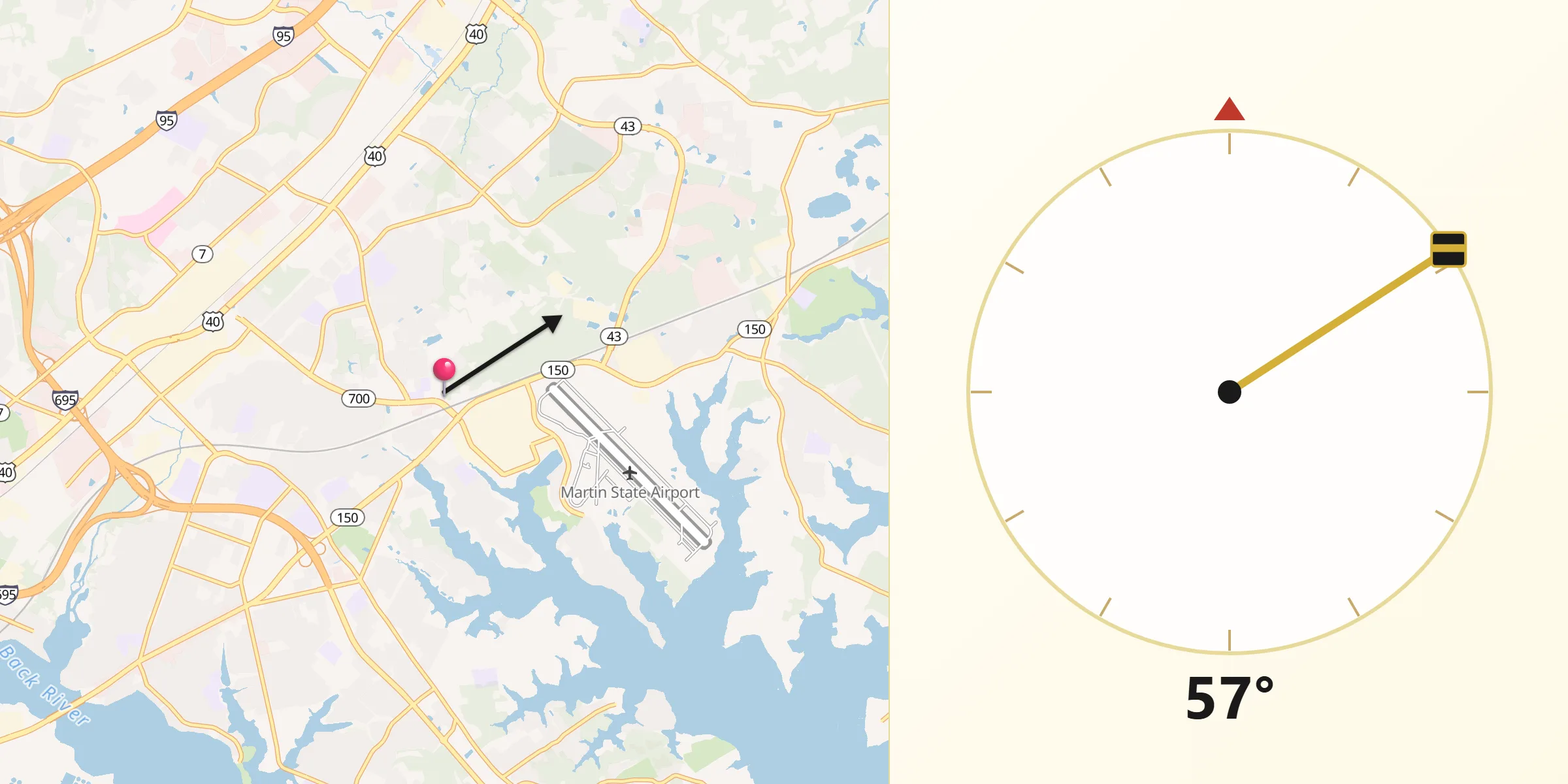 Qibla Direction from Middle River