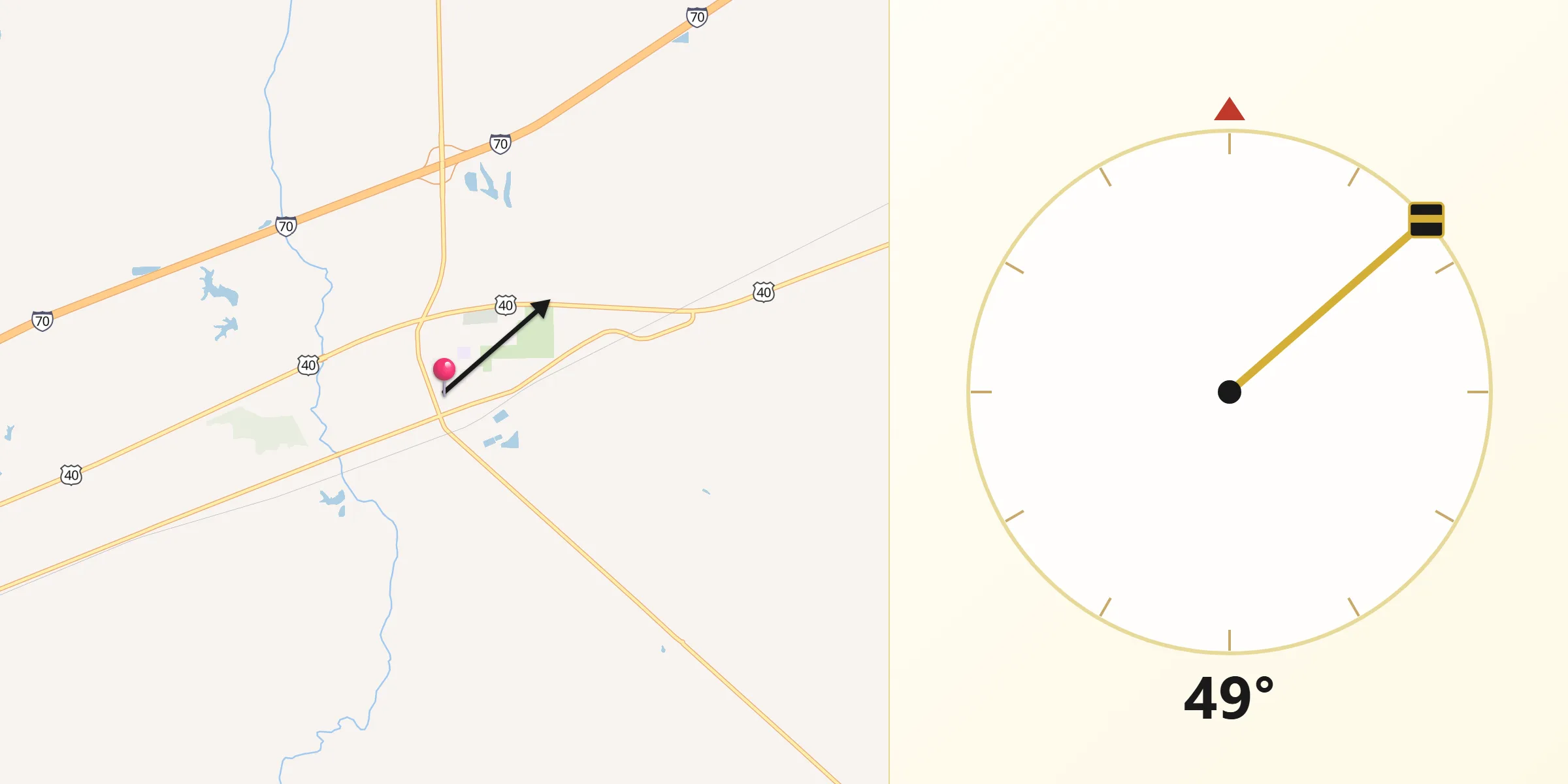Qibla Direction from Martinsville