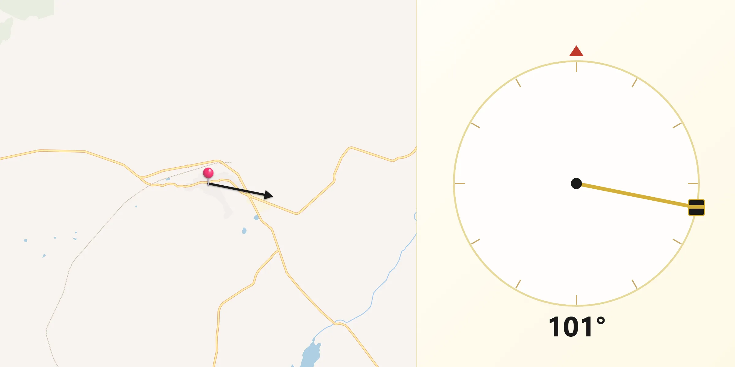 Dirección de la Qibla desde Logrosán