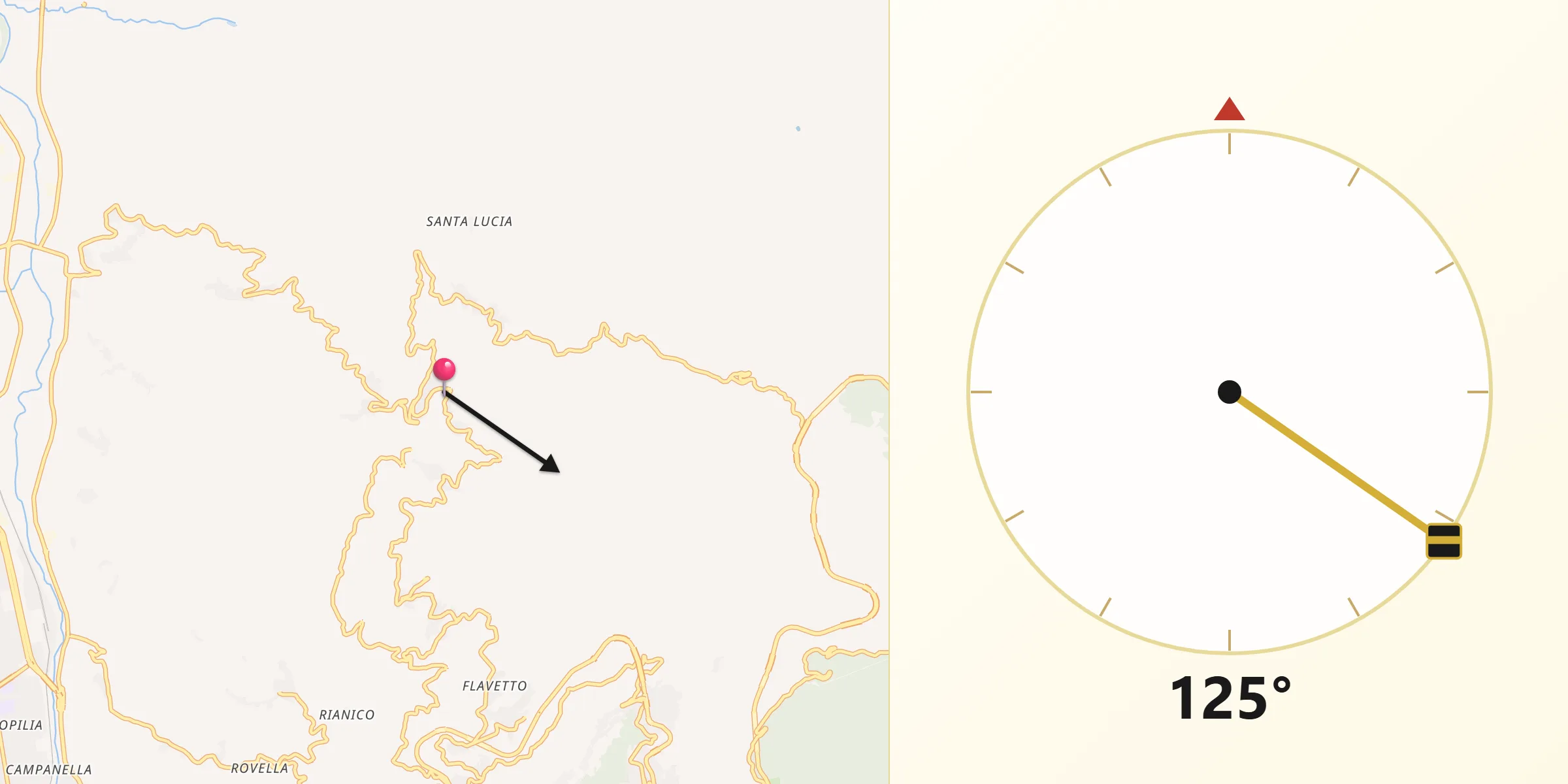 Direzione della Qibla da San Pietro in Guarano
