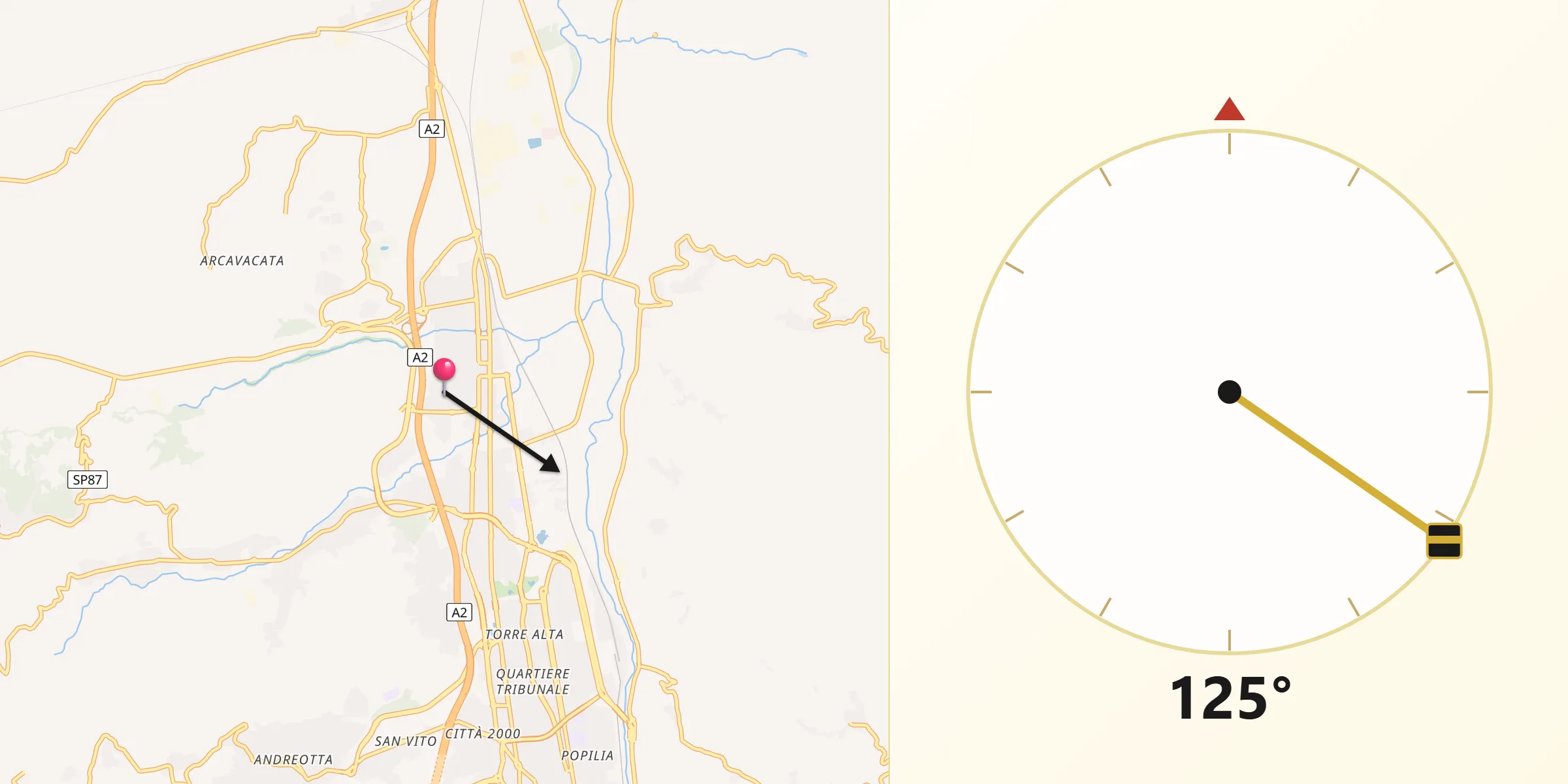 Direzione della Qibla da Quattromiglia