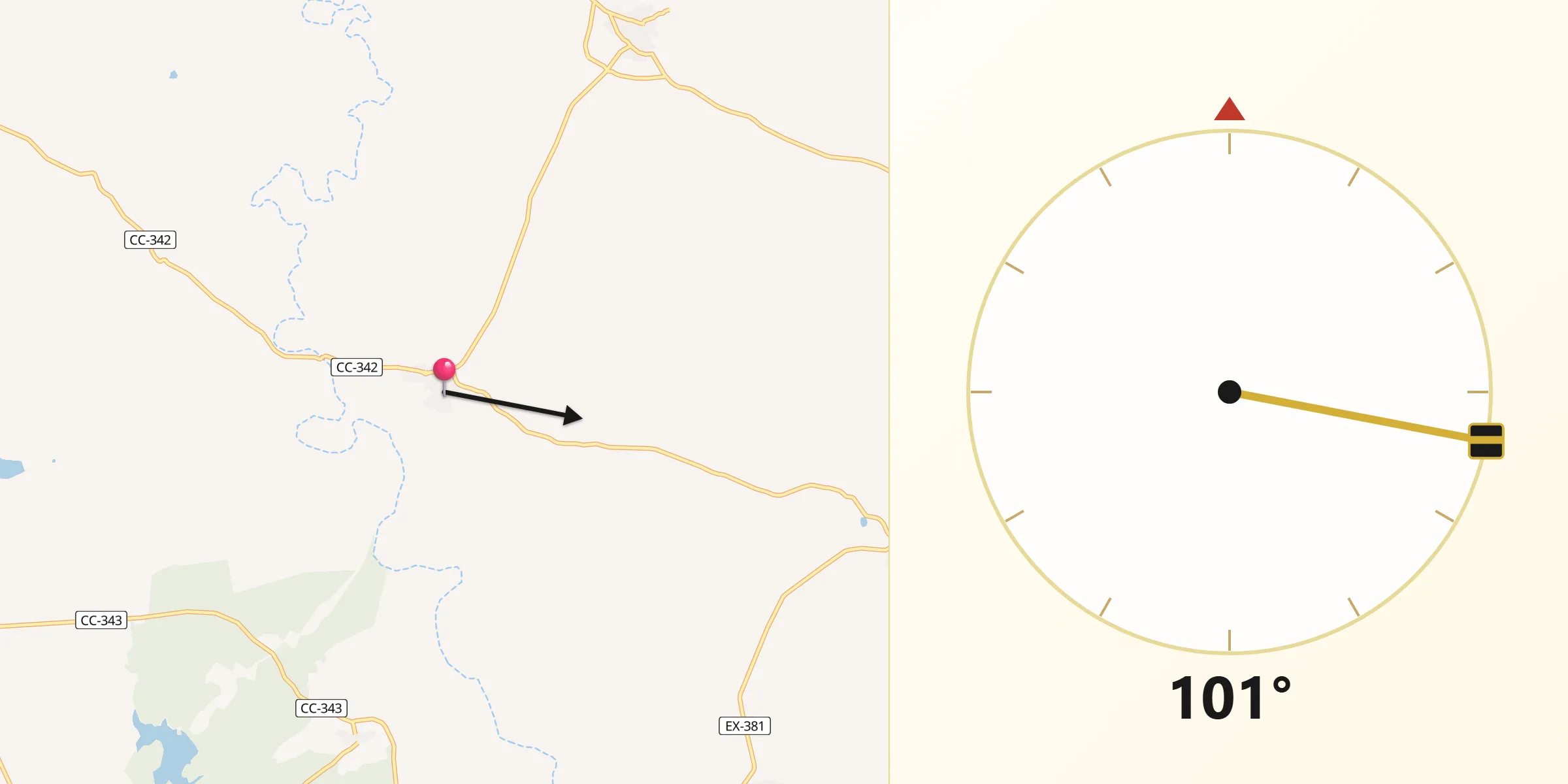 Dirección de la Qibla desde Botija