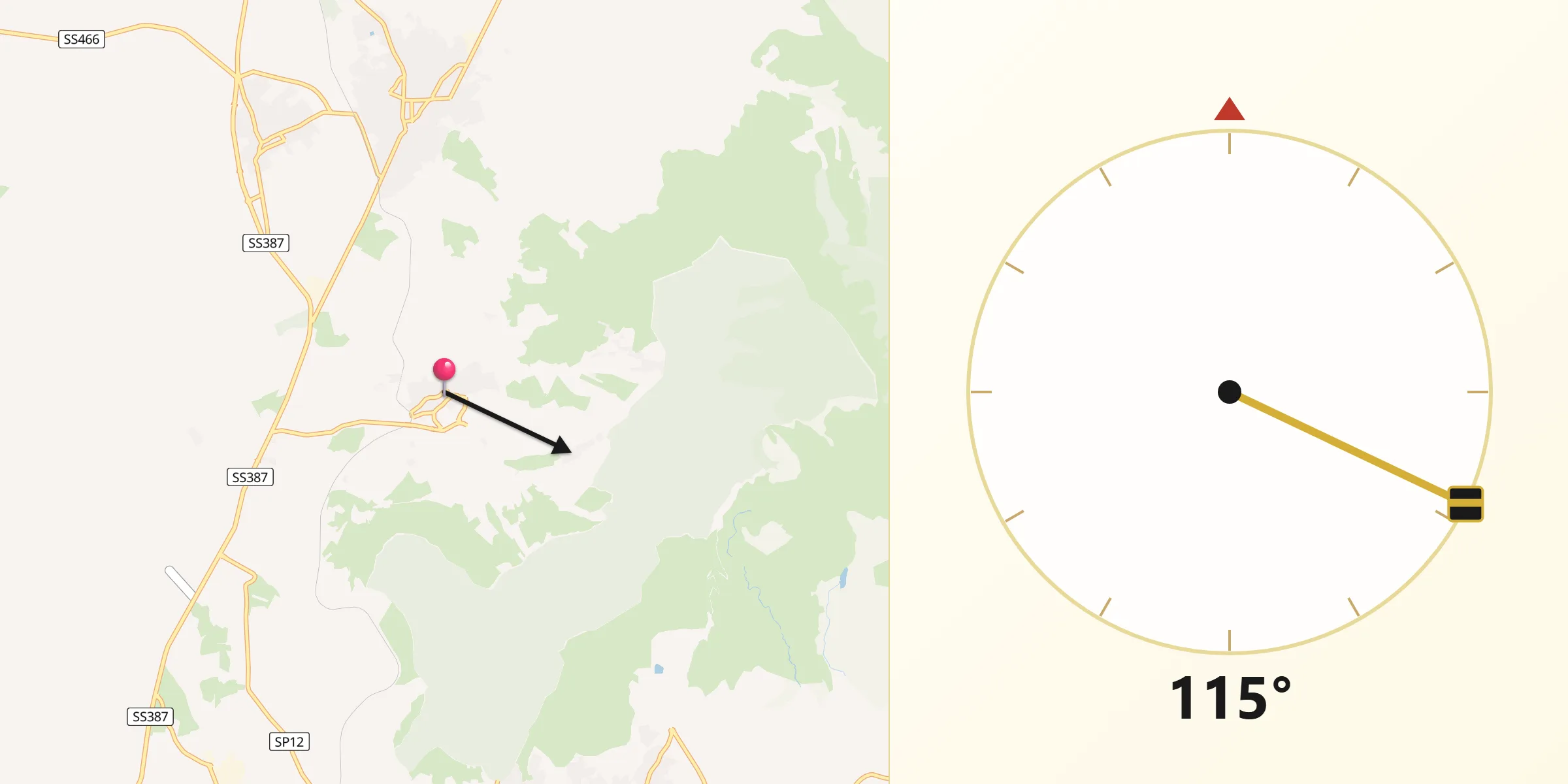 Direzione della Qibla da Soleminis