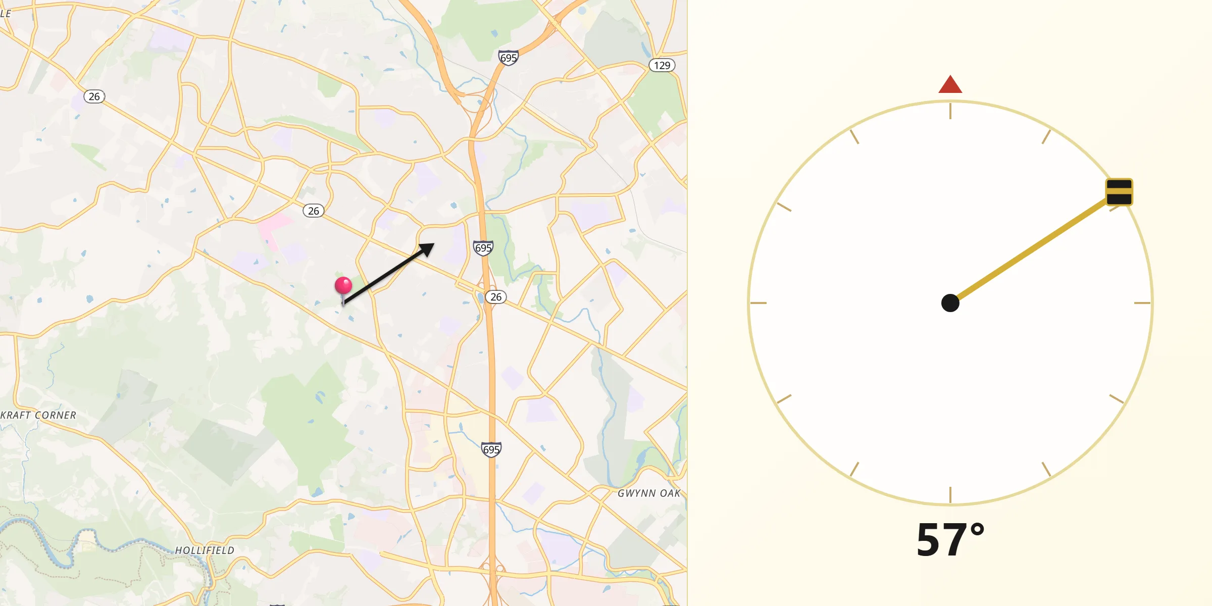 Qibla Direction from Milford Mill