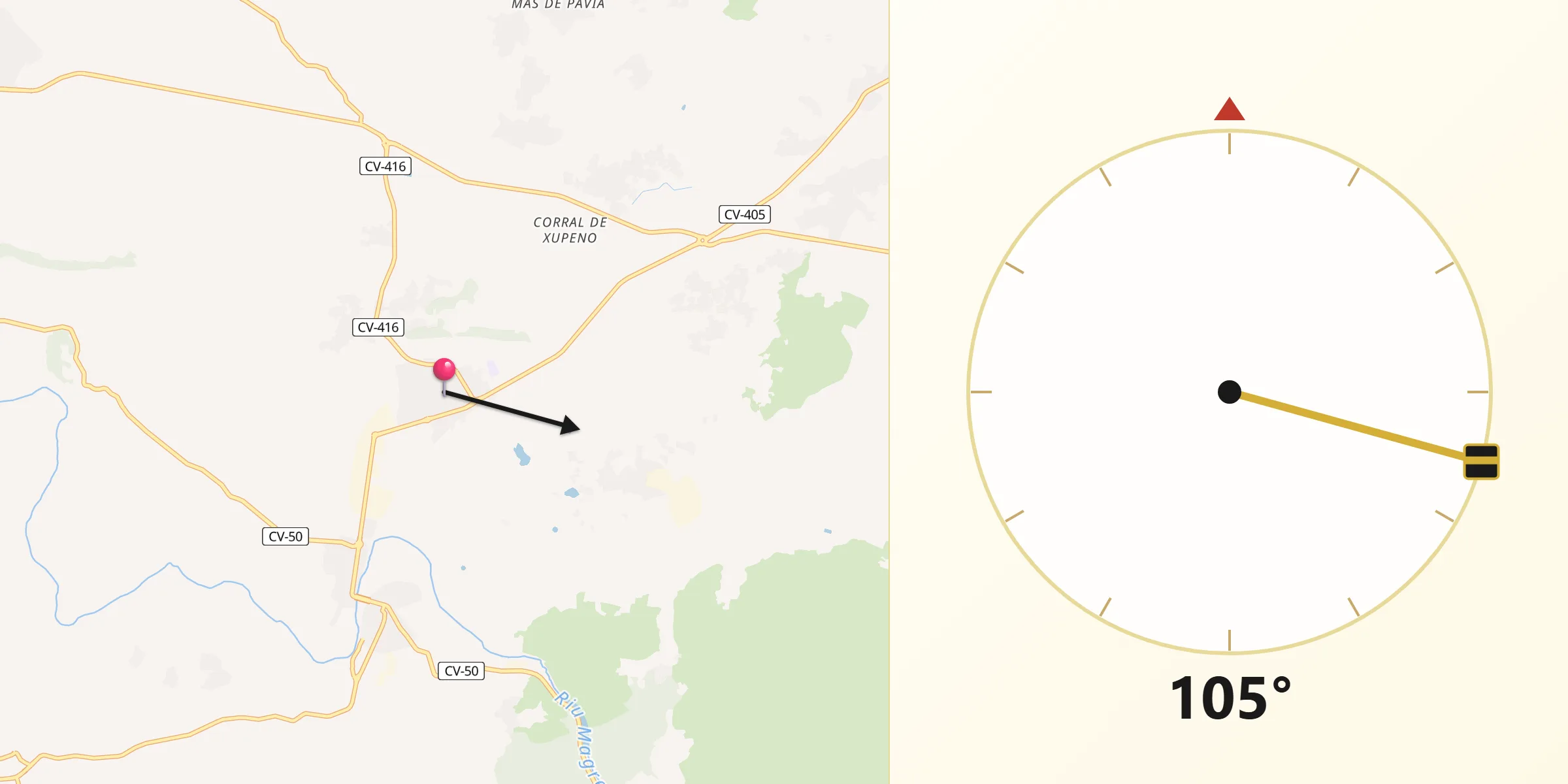 Dirección de la Qibla desde Montserrat