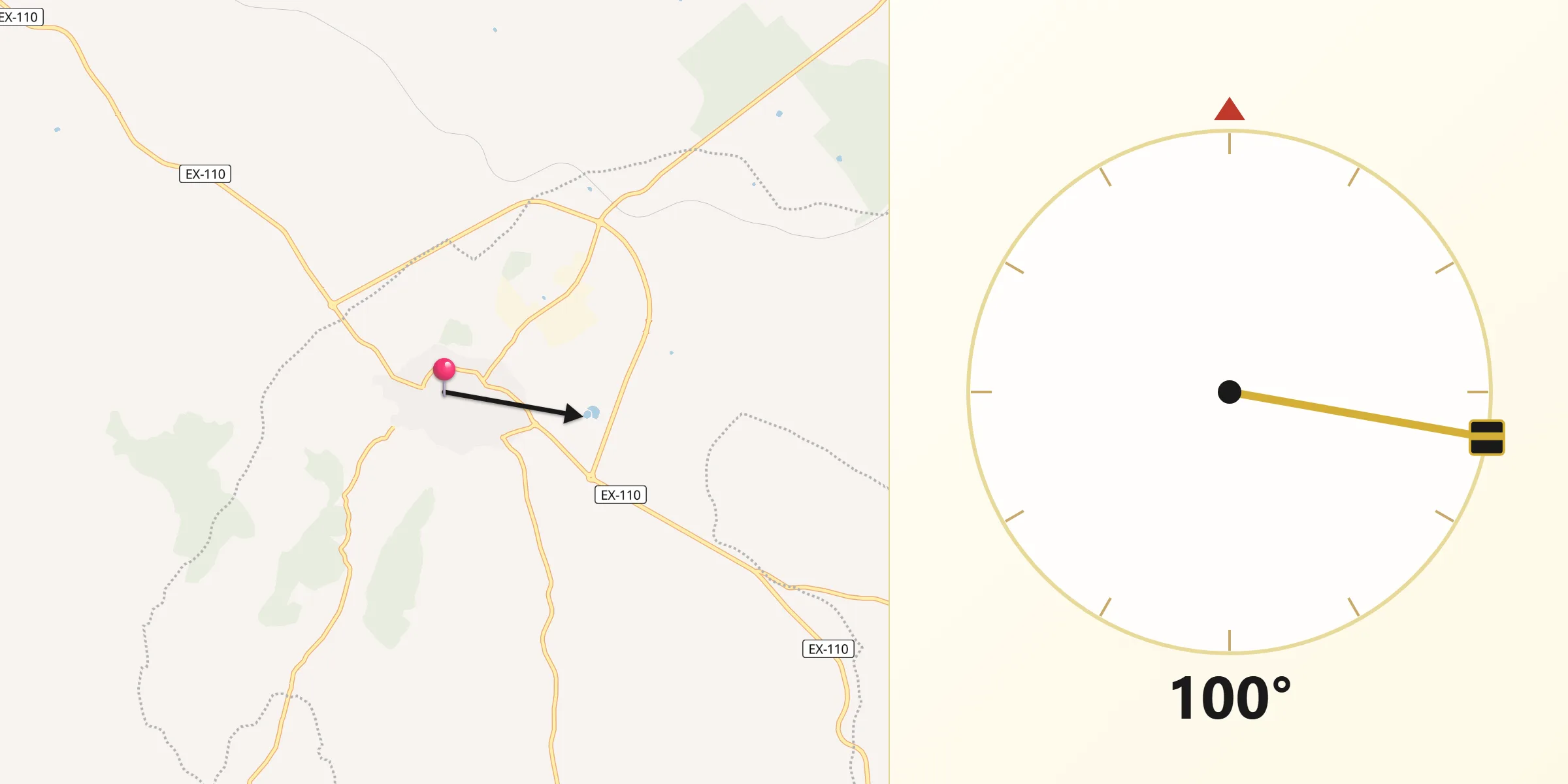 Dirección de la Qibla desde San Vicente de Alcántara