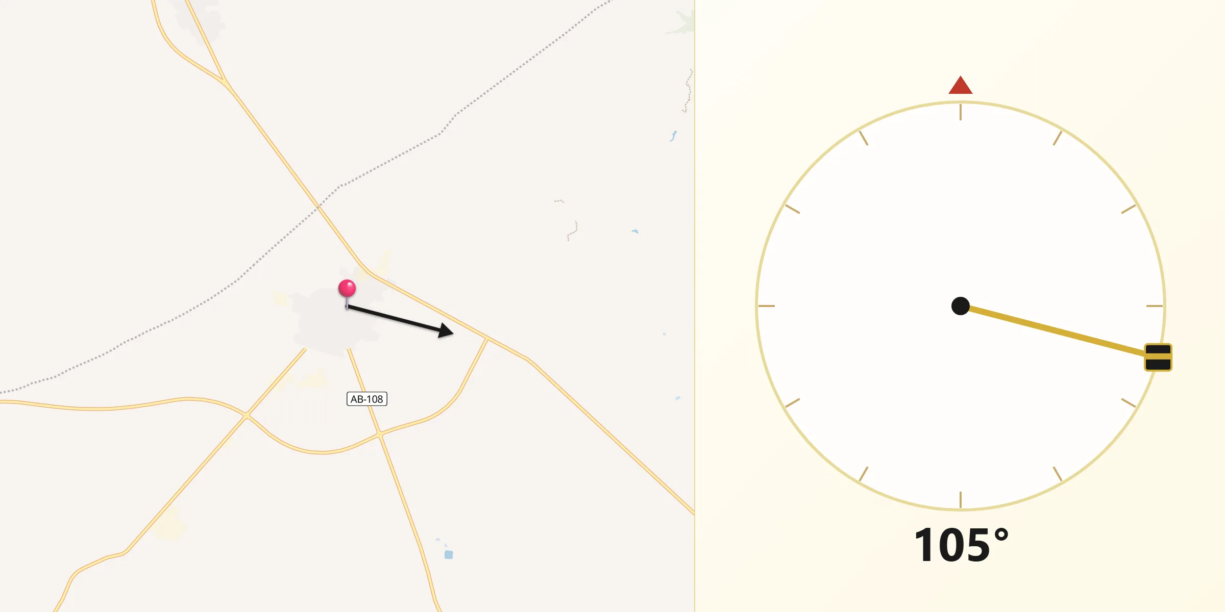 Dirección de la Qibla desde Villamalea