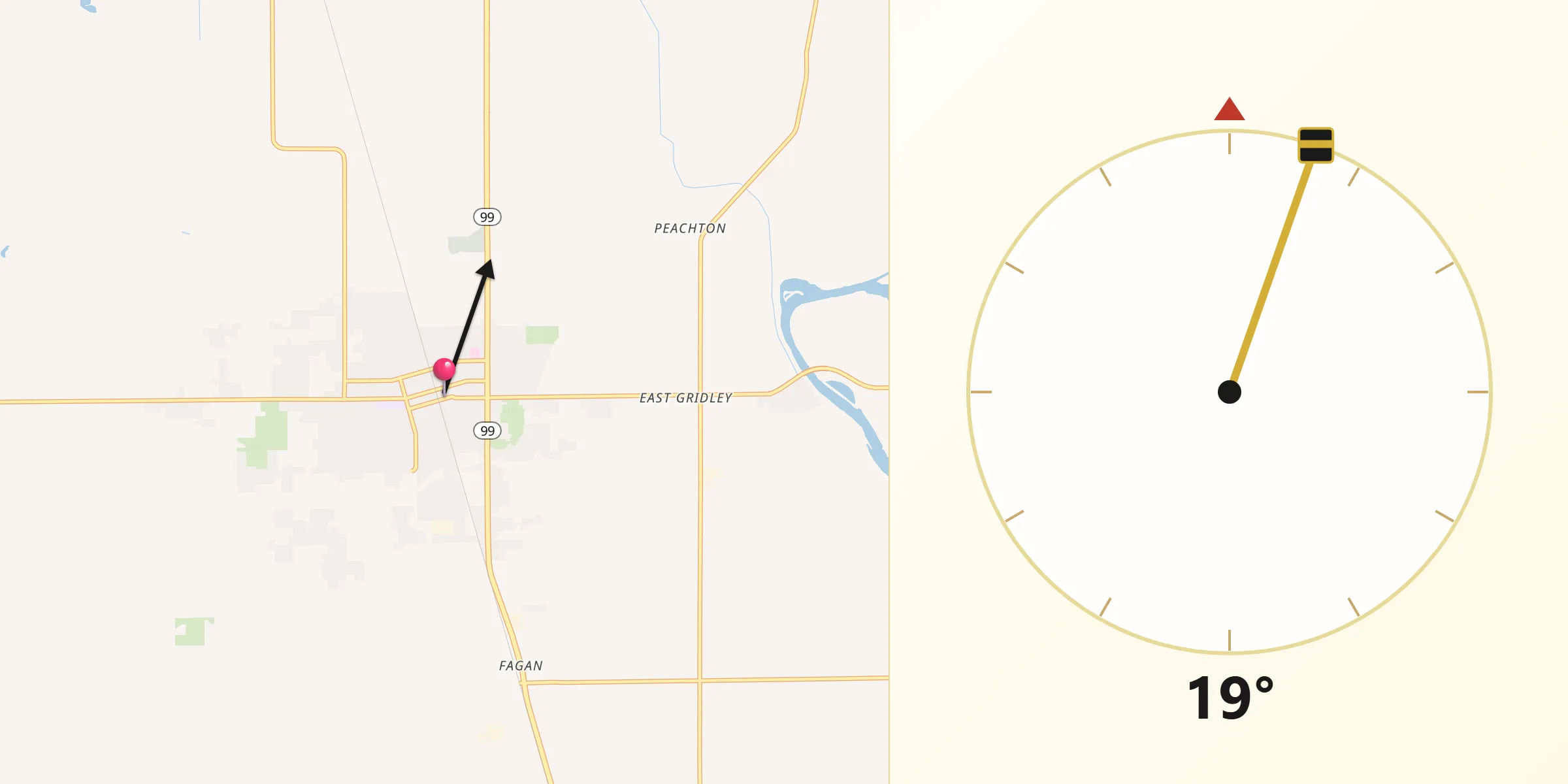 Qibla Direction from Gridley
