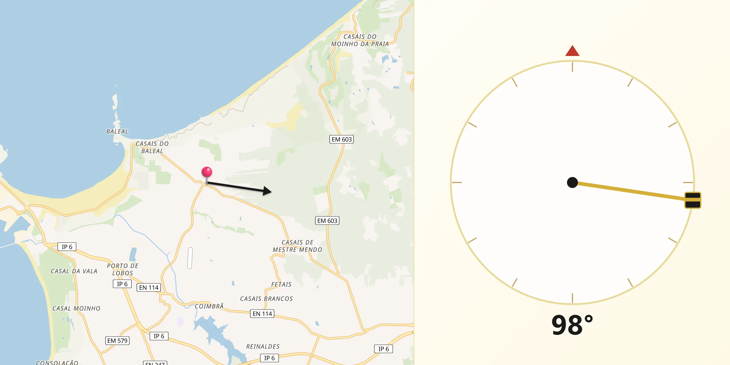 Direção da Qibla a partir de Ferrel
