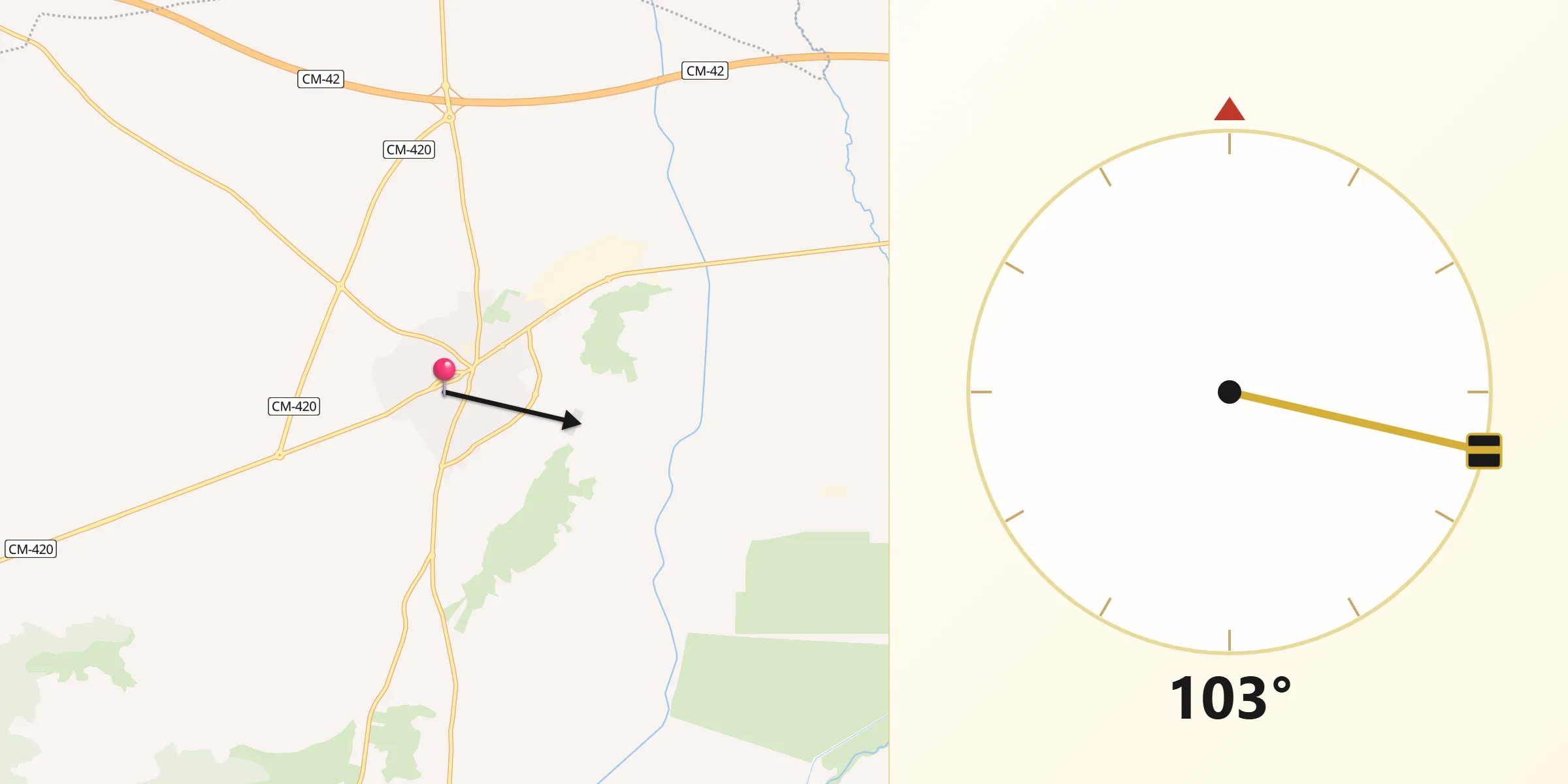 Dirección de la Qibla desde Herencia
