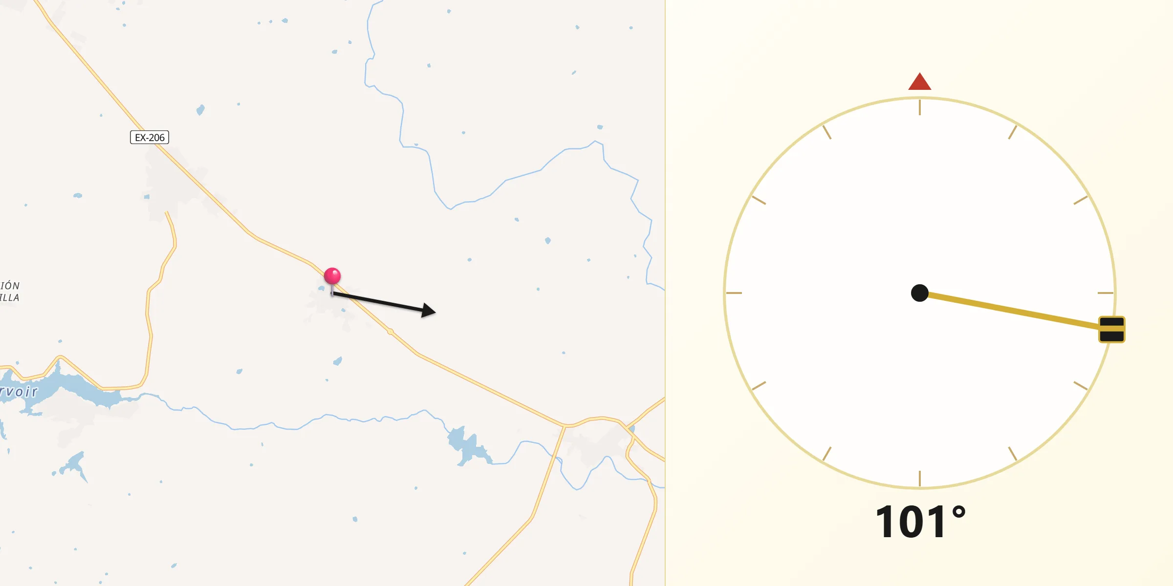 Dirección de la Qibla desde Torrequemada