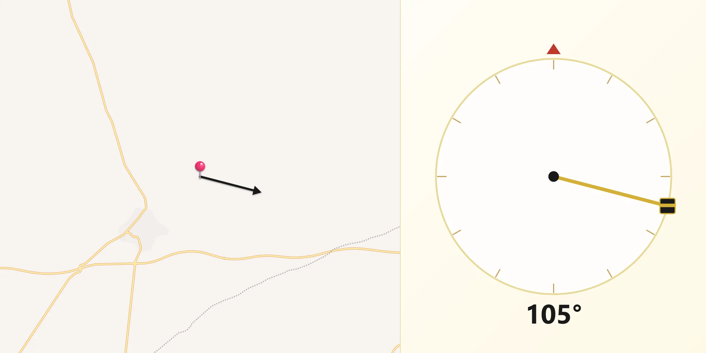 Dirección de la Qibla desde Ledaña
