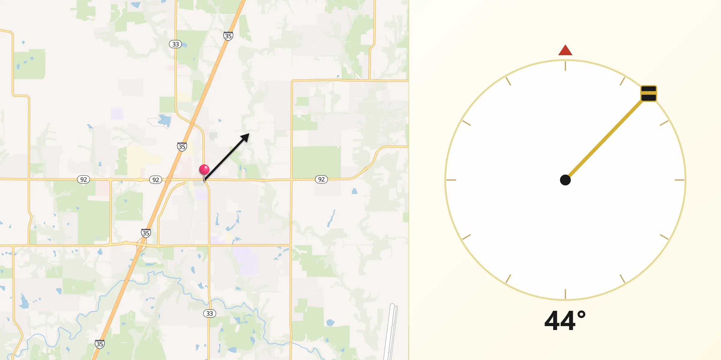 Qibla Direction from Kearney