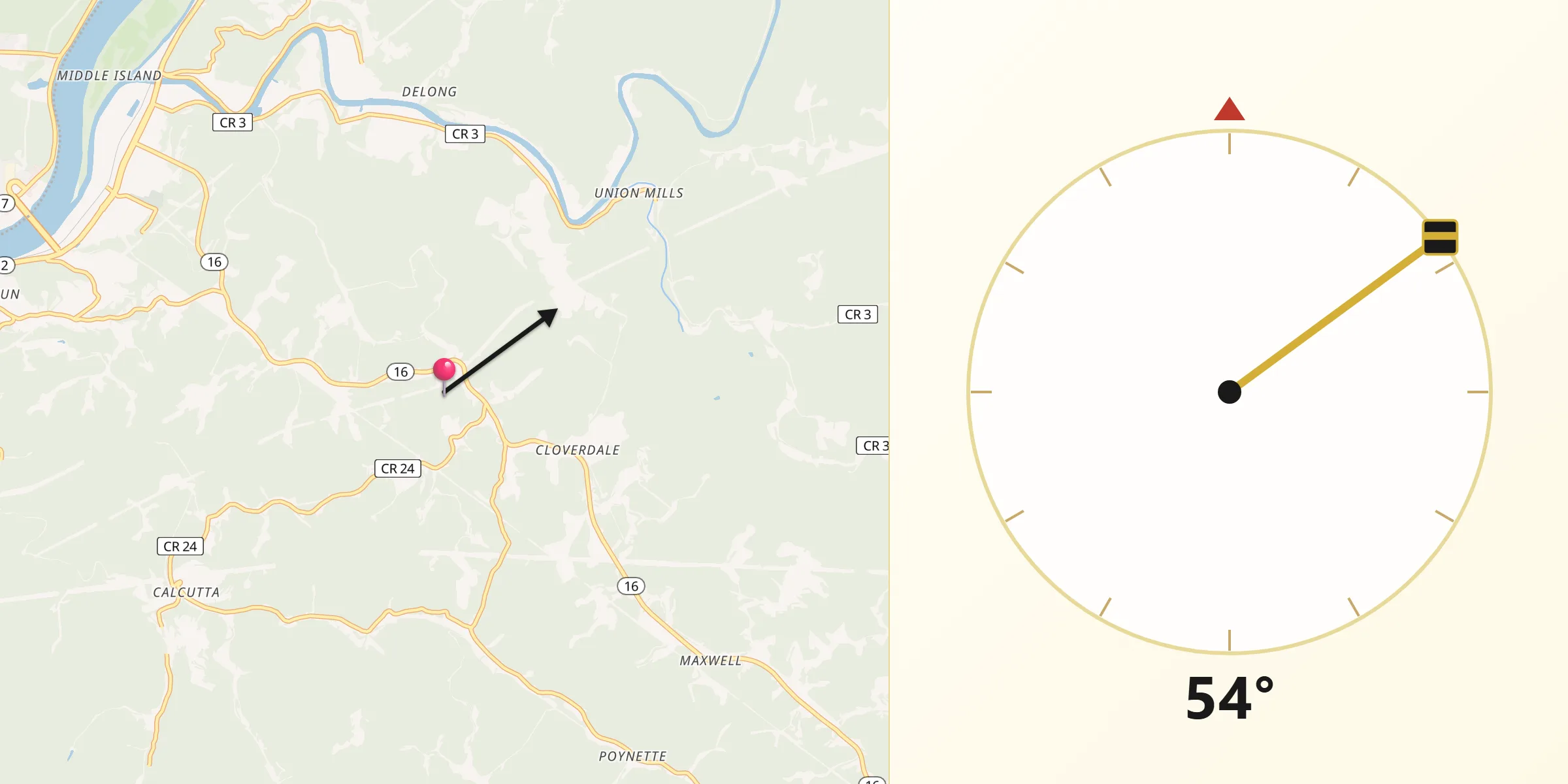 Qibla Direction from Pleasants