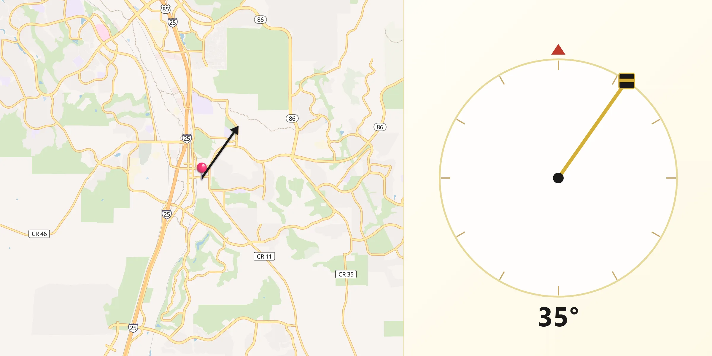 Qibla Direction from Castle Rock