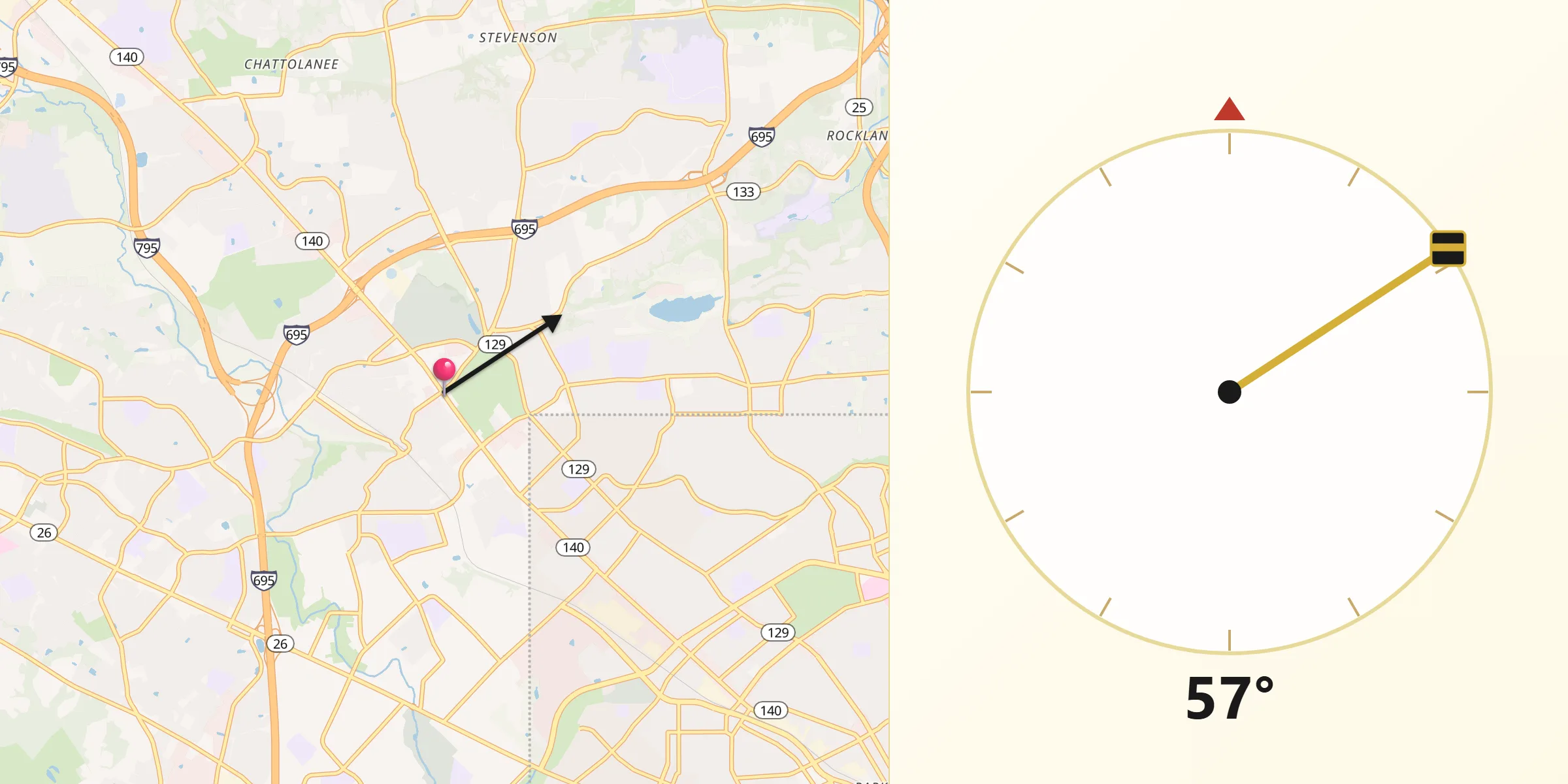 Qibla Direction from Pikesville