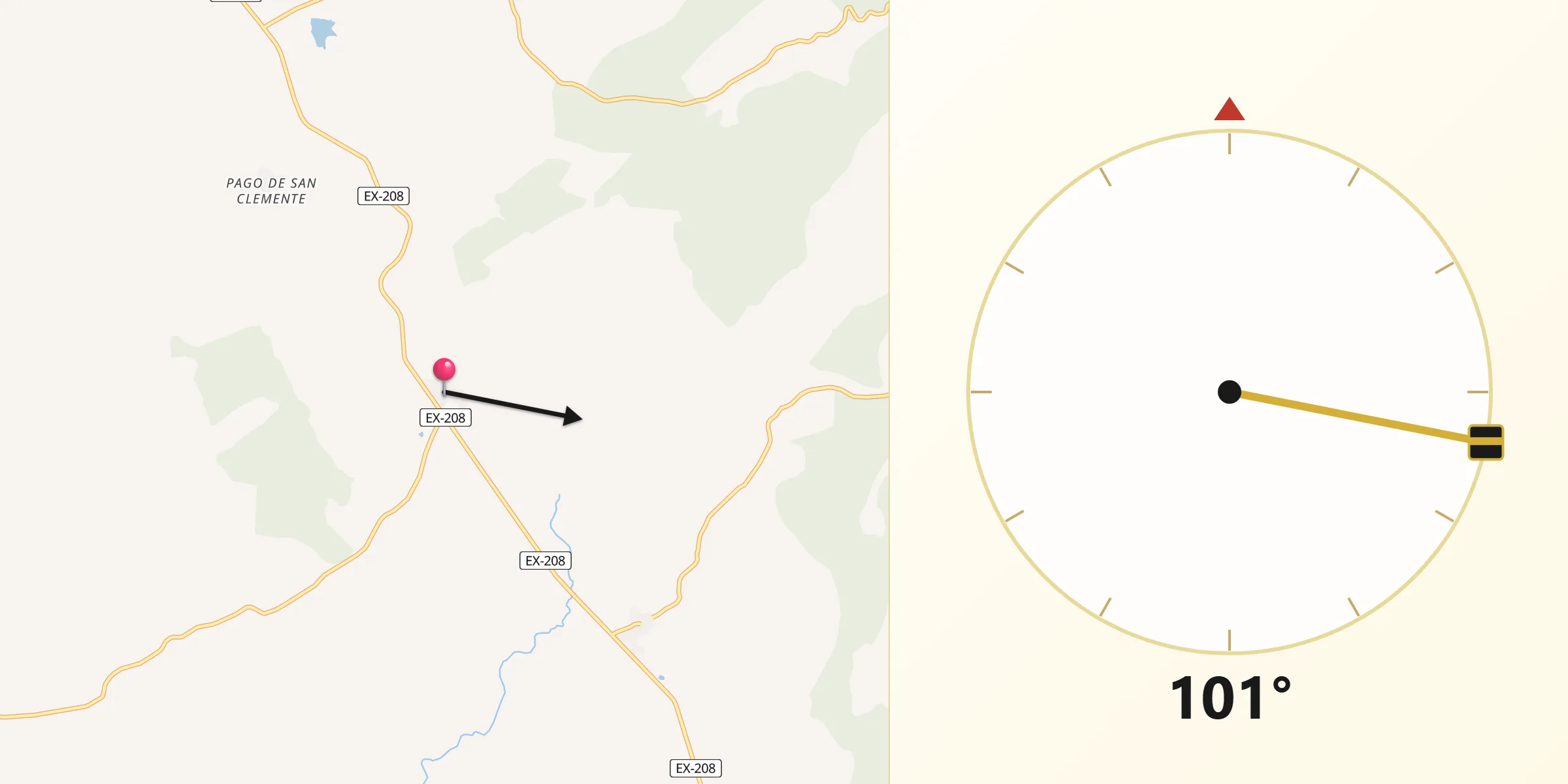 Dirección de la Qibla desde Herguijuela