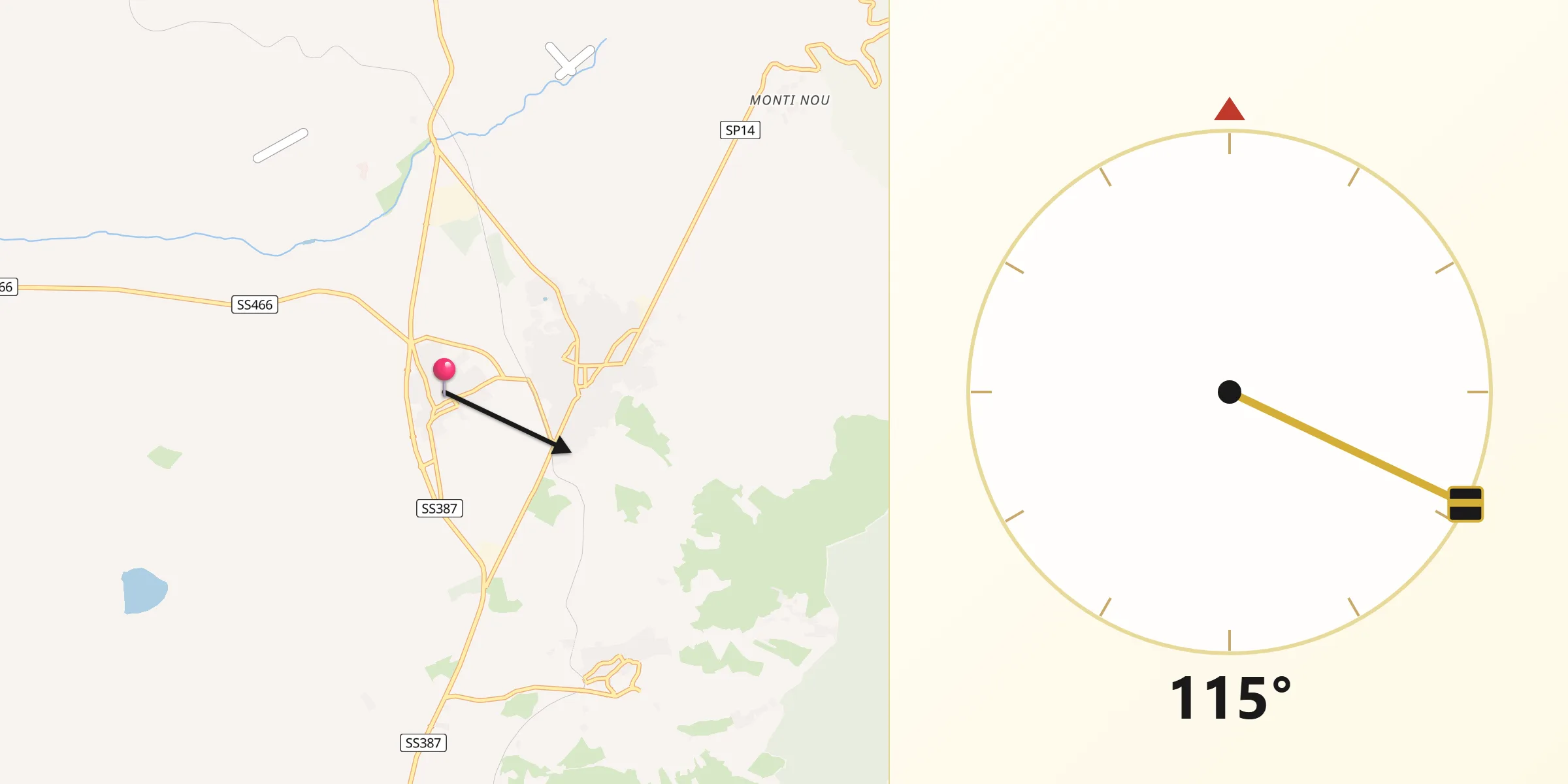 Direzione della Qibla da Serdiana