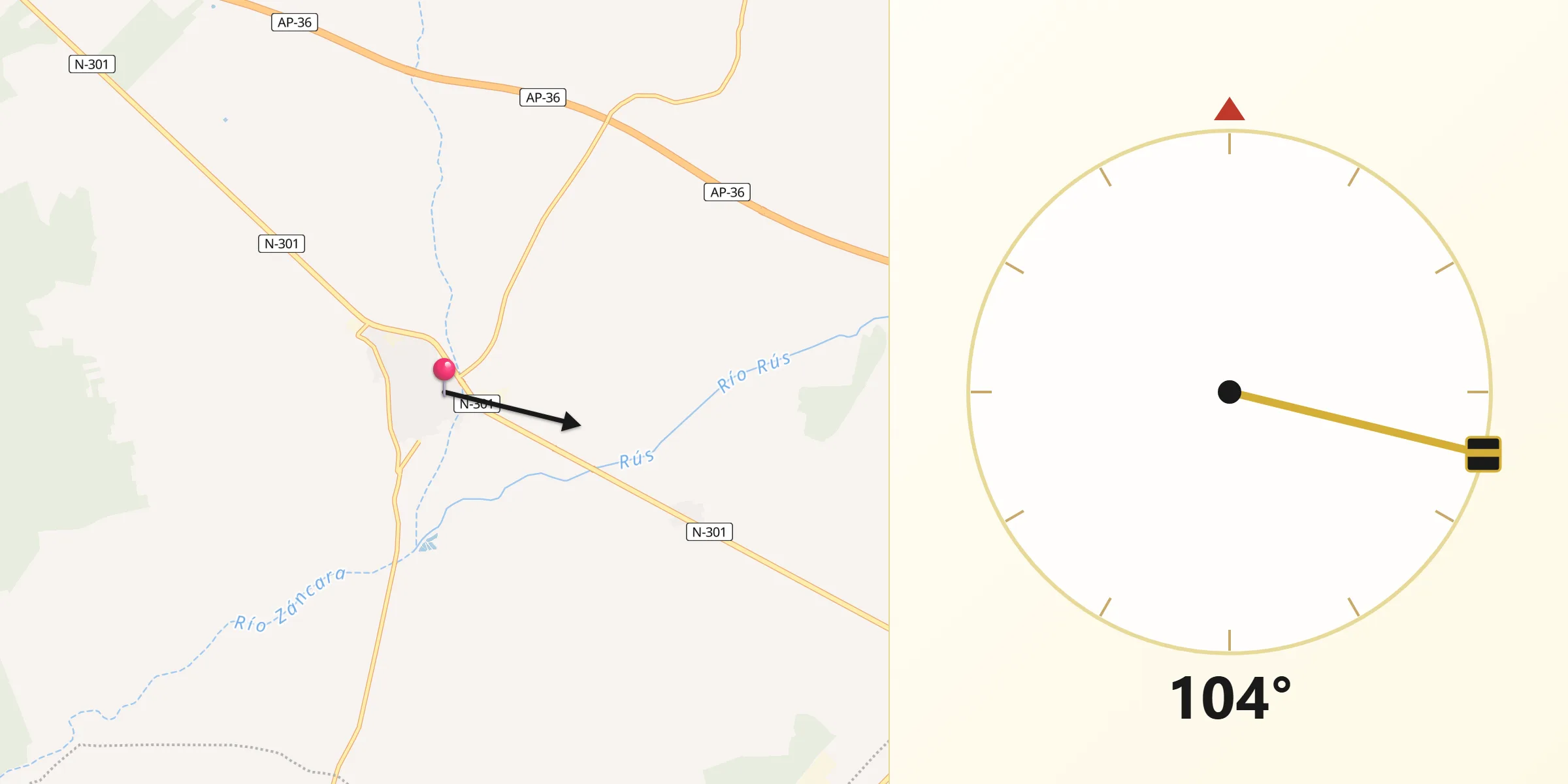 Dirección de la Qibla desde El Provencio