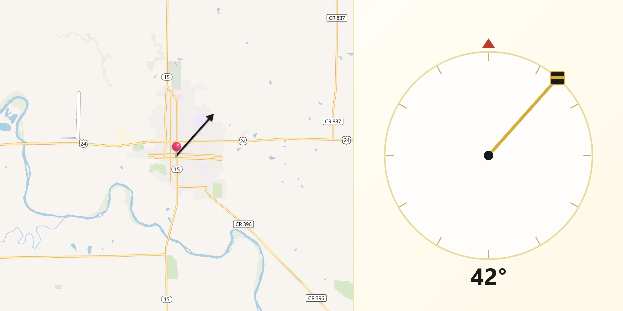 Qibla Direction from Clay Center