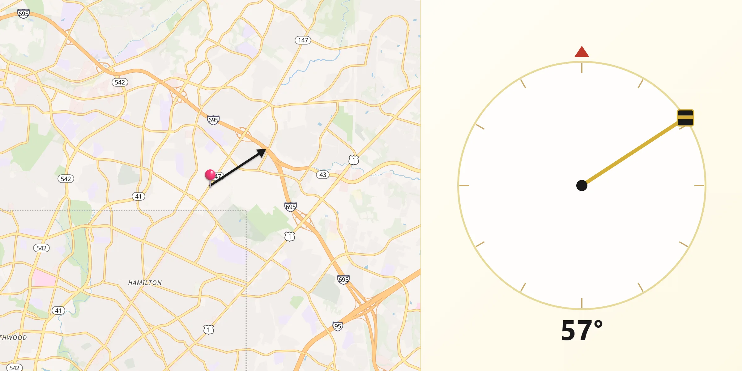 Qibla Direction from Parkville