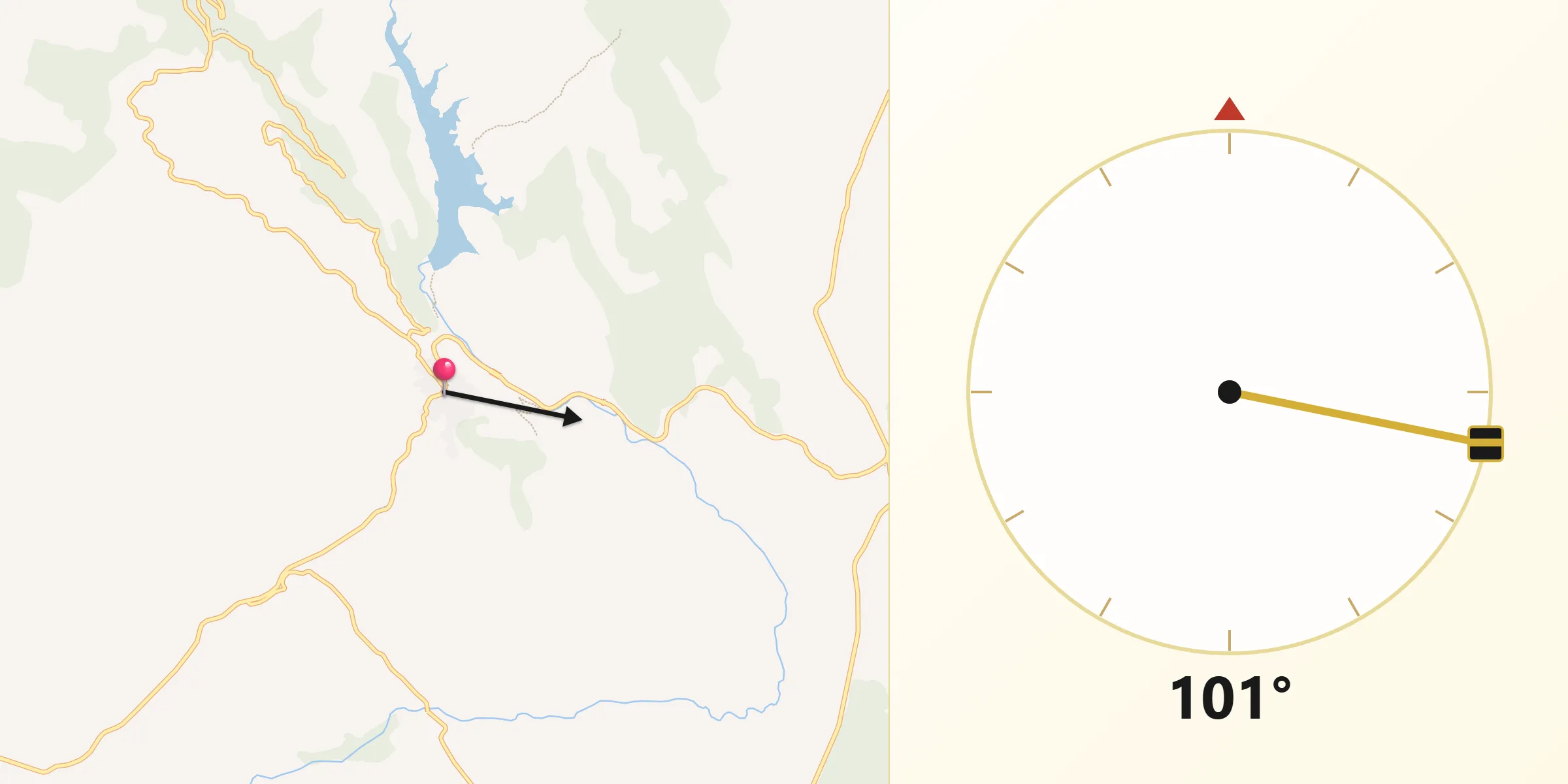 Dirección de la Qibla desde Cañamero