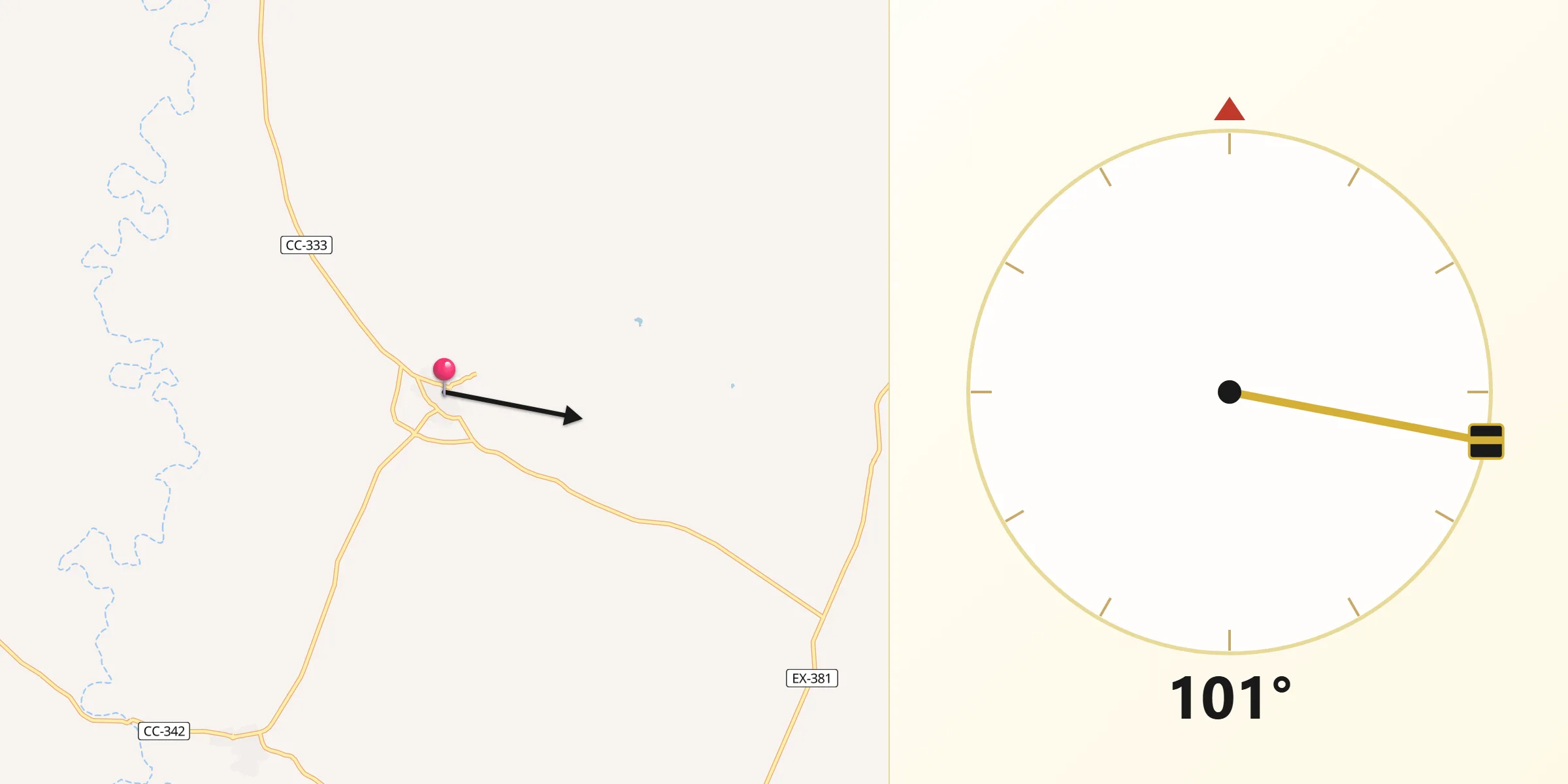 Dirección de la Qibla desde Plasenzuela