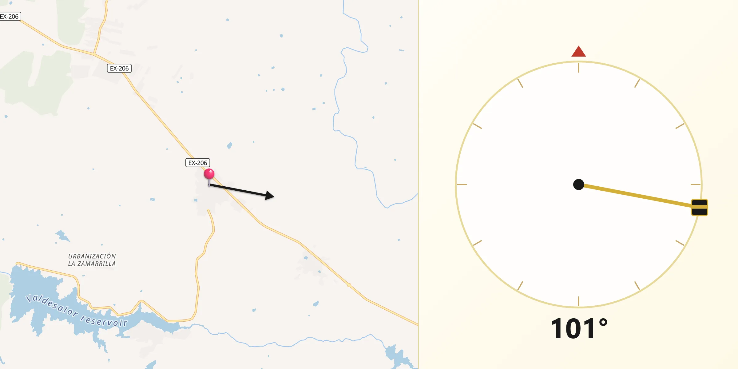 Dirección de la Qibla desde Torreorgaz