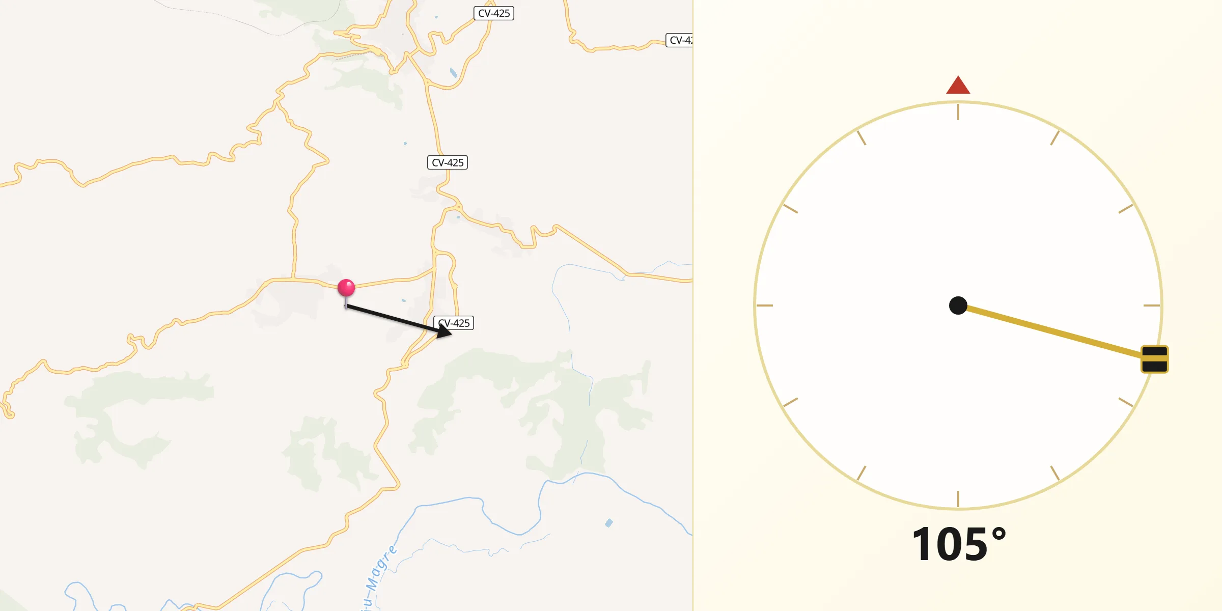 Dirección de la Qibla desde Yátova