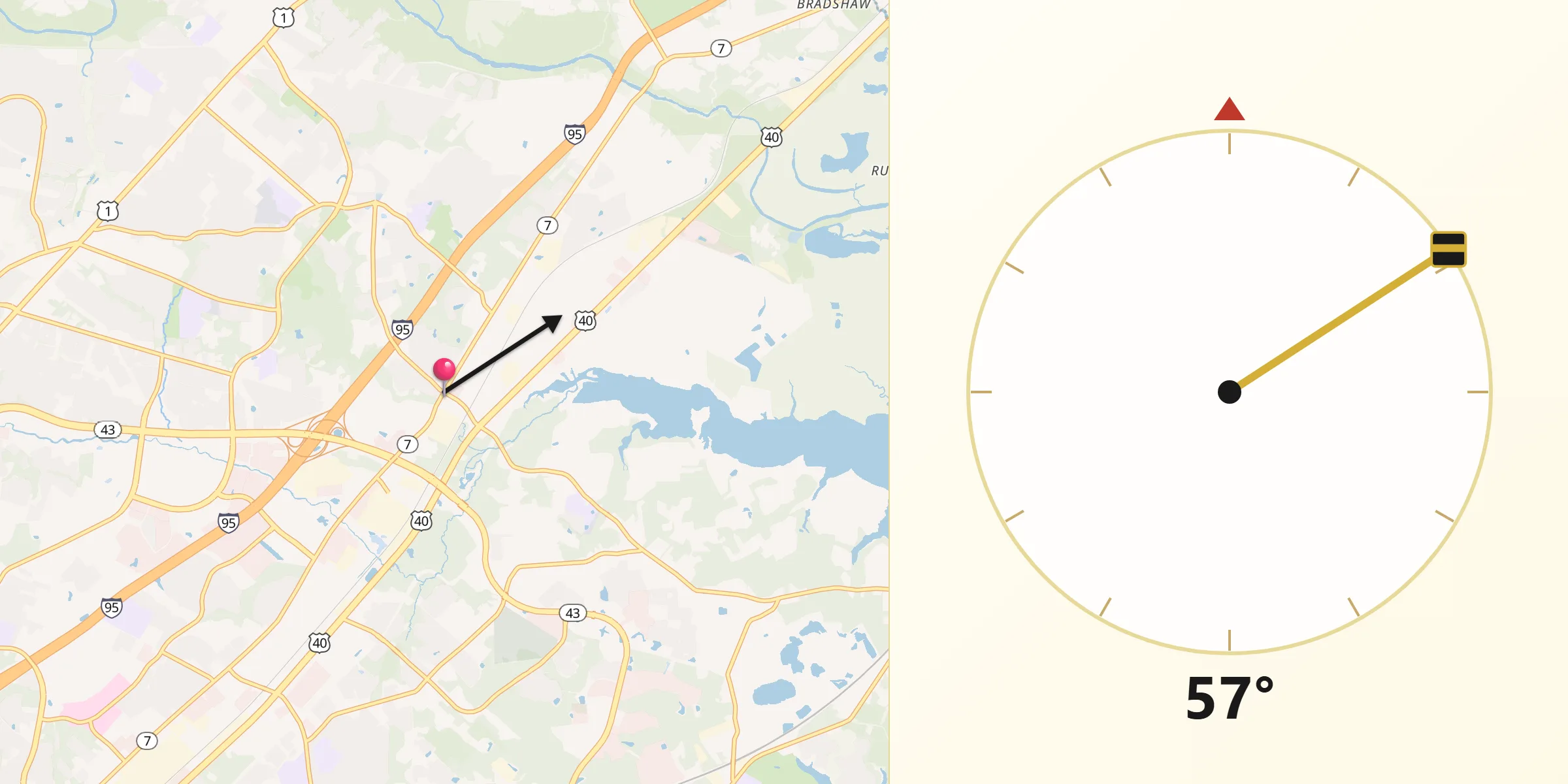 Qibla Direction from White Marsh