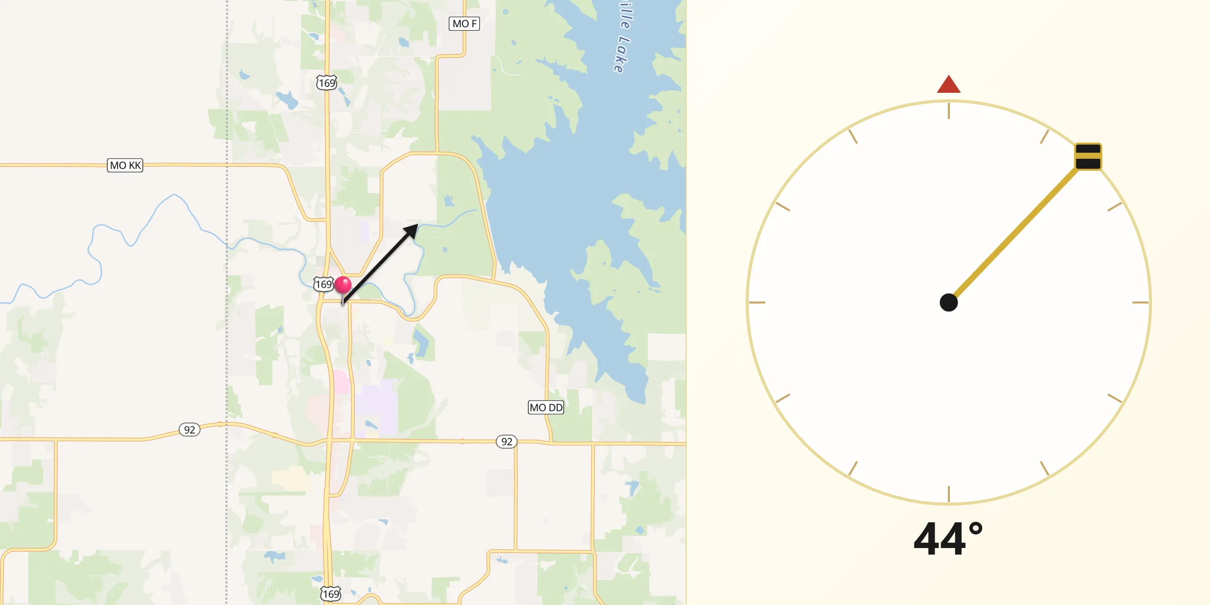 Qibla Direction from Smithville