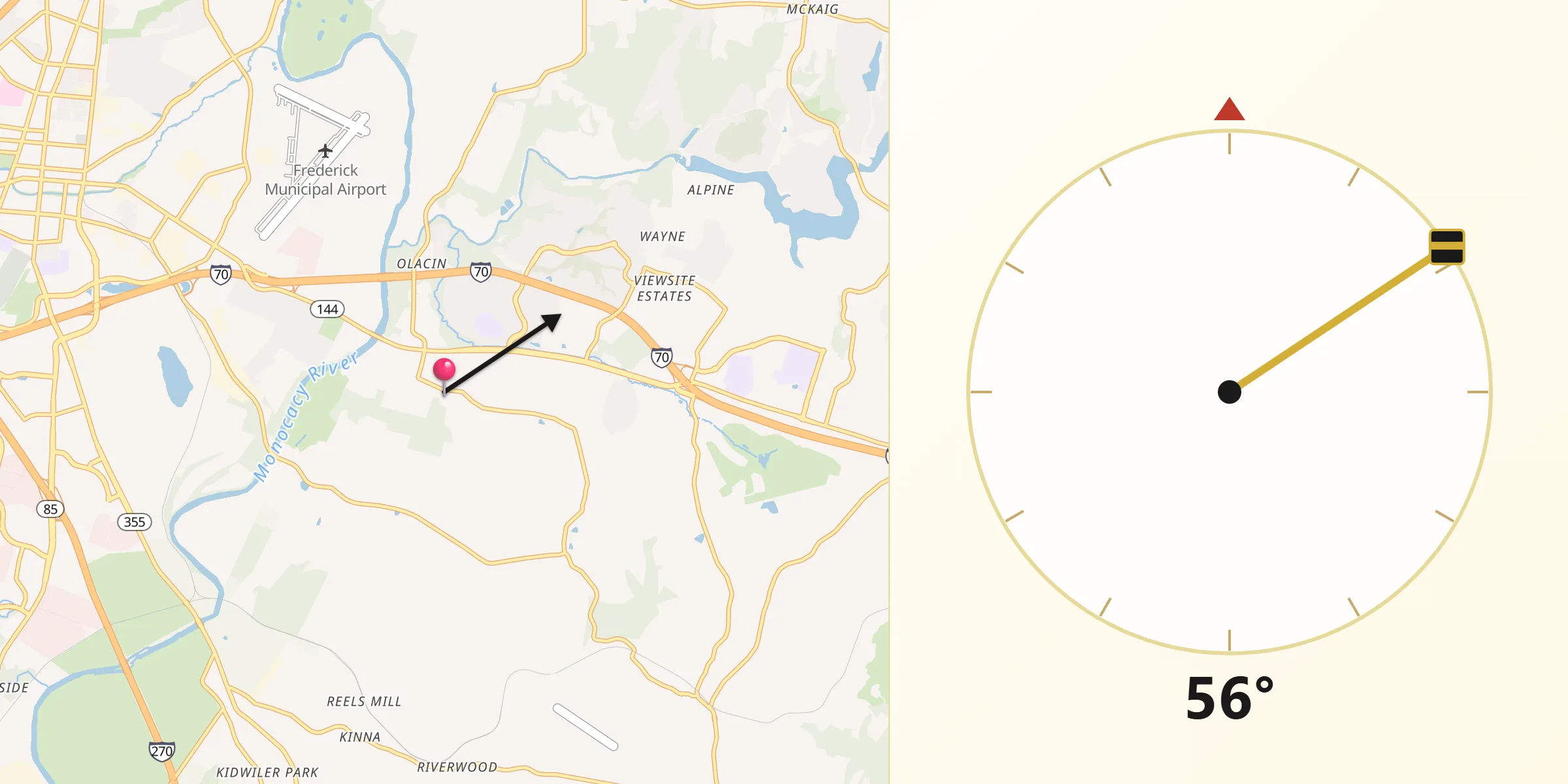 Qibla Direction from Bartonsville