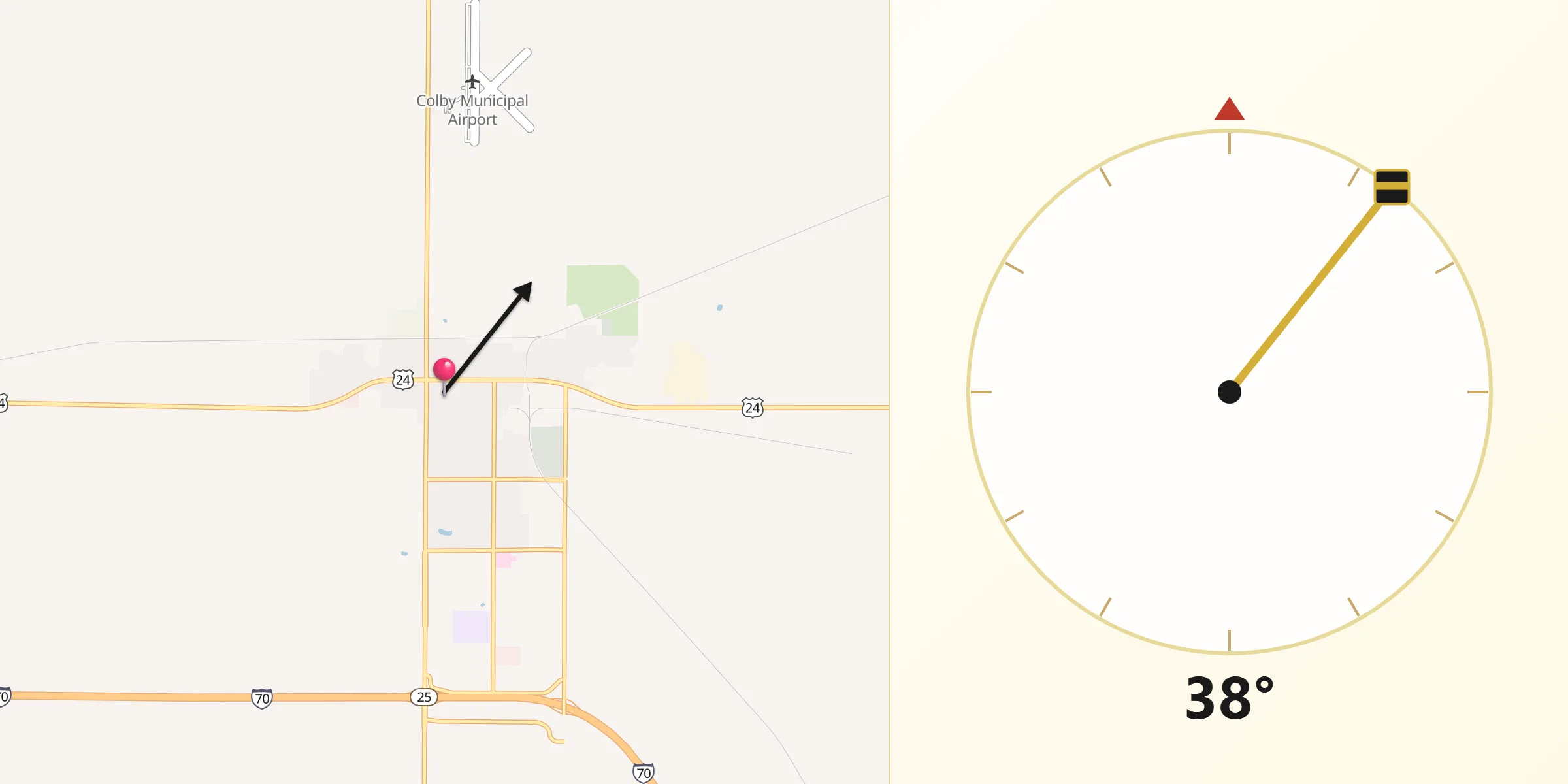 Qibla Direction from Colby