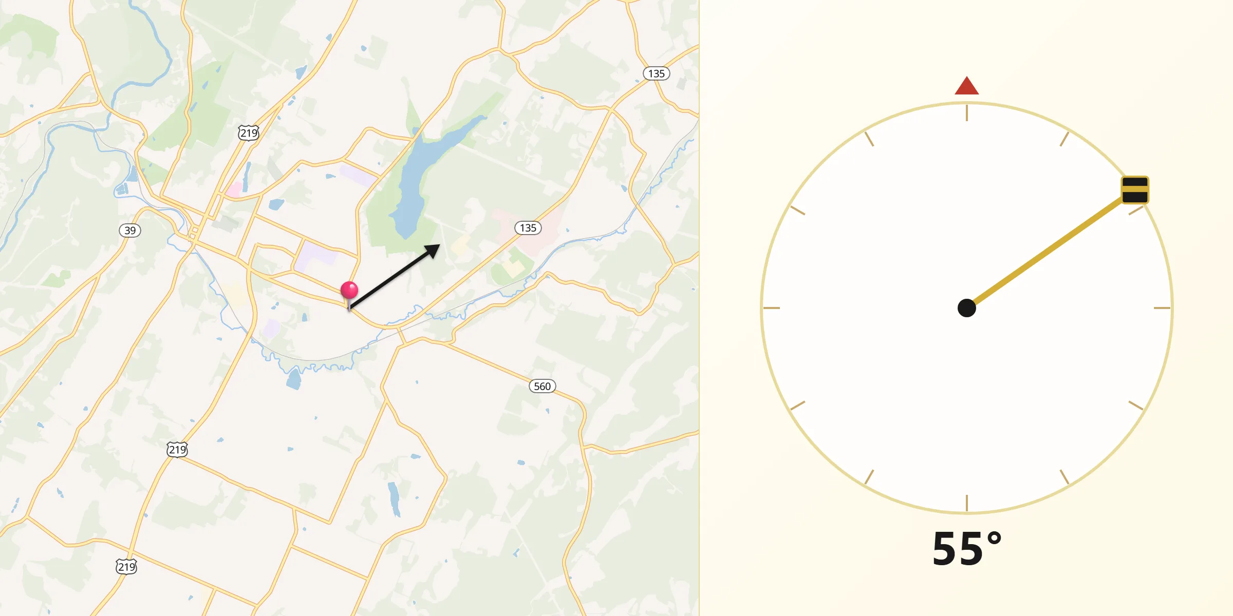 Qibla Direction from Mountain Lake Park