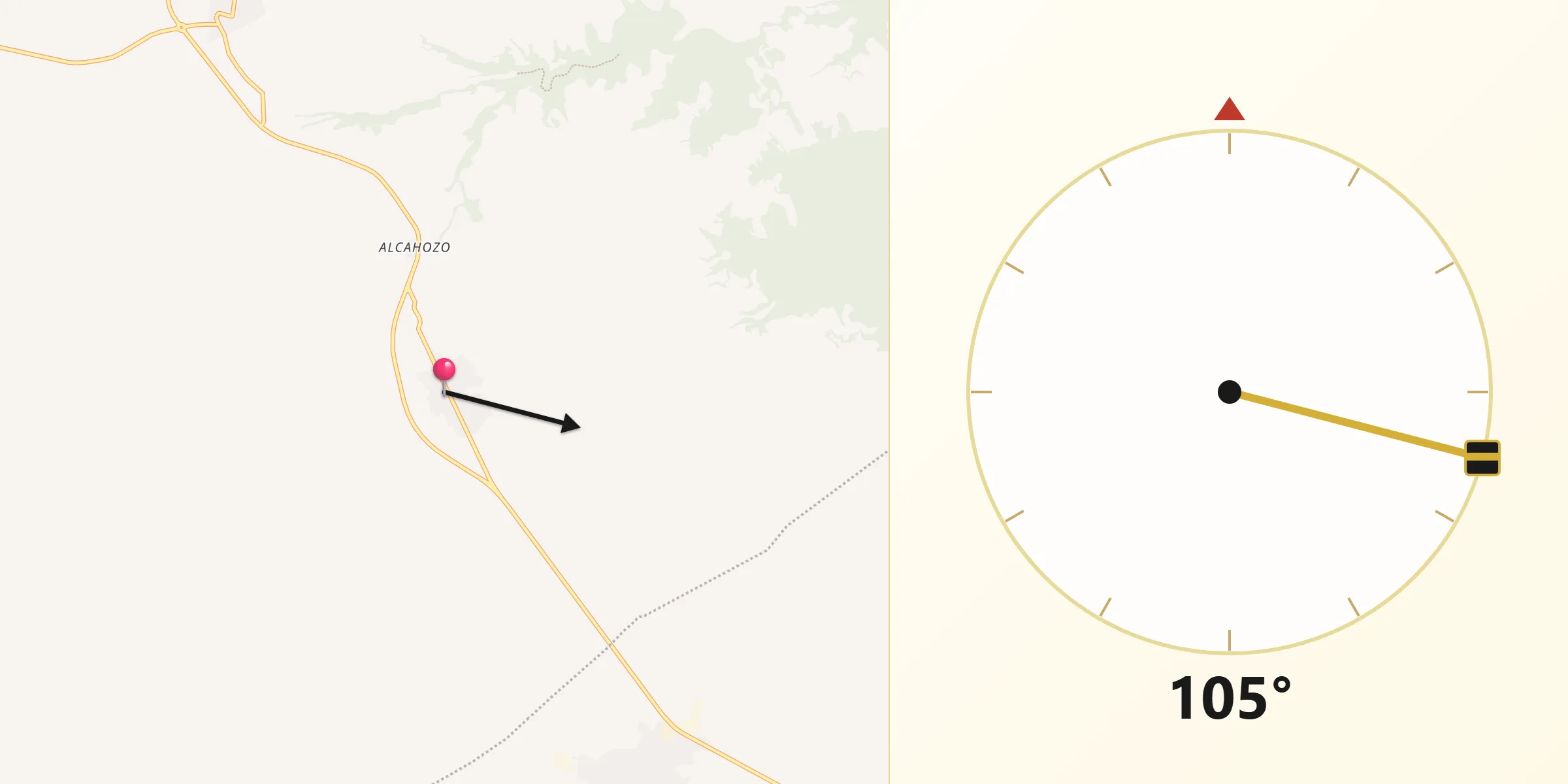 Dirección de la Qibla desde El Herrumblar