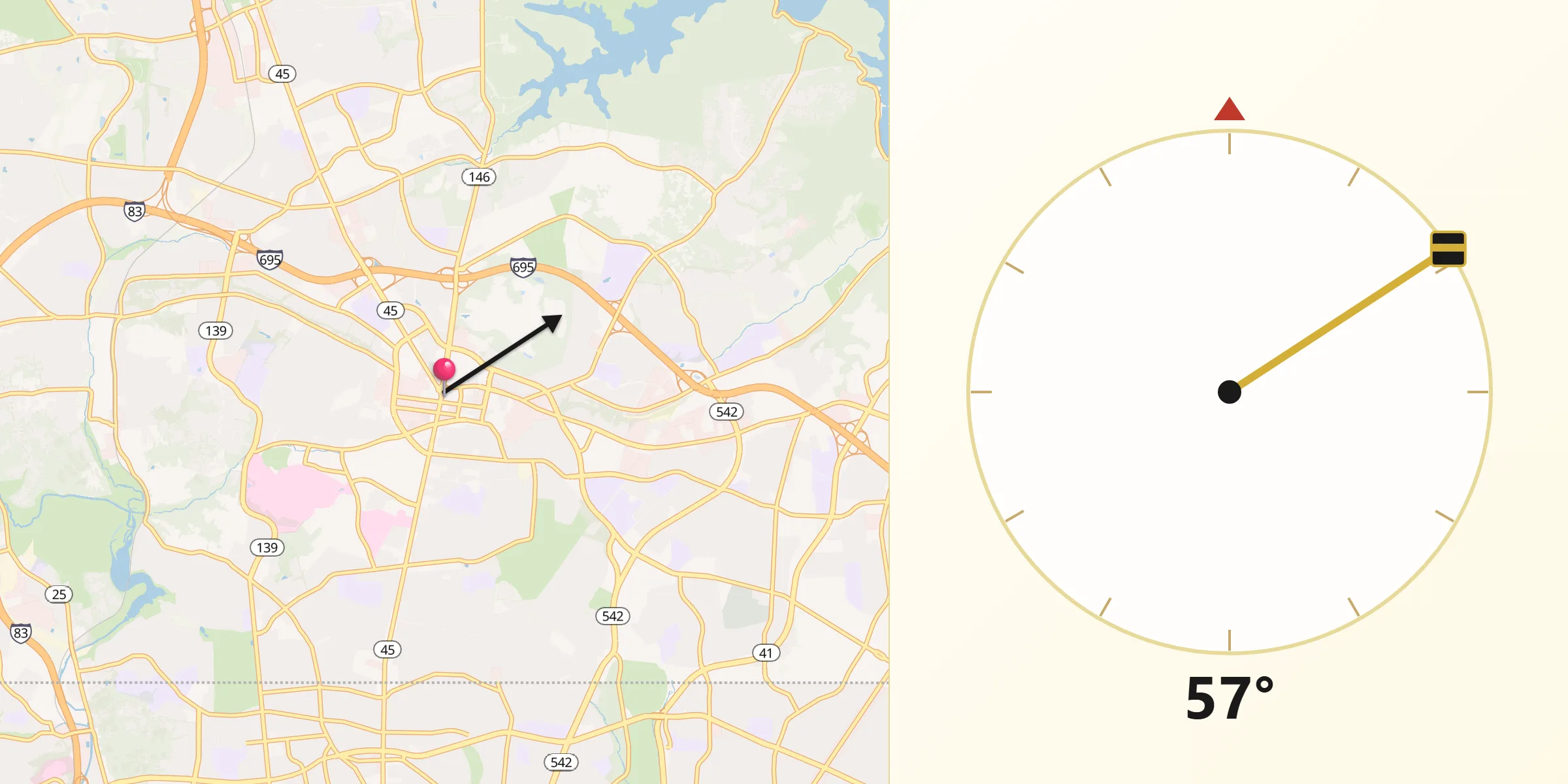 Qibla Direction from Towson