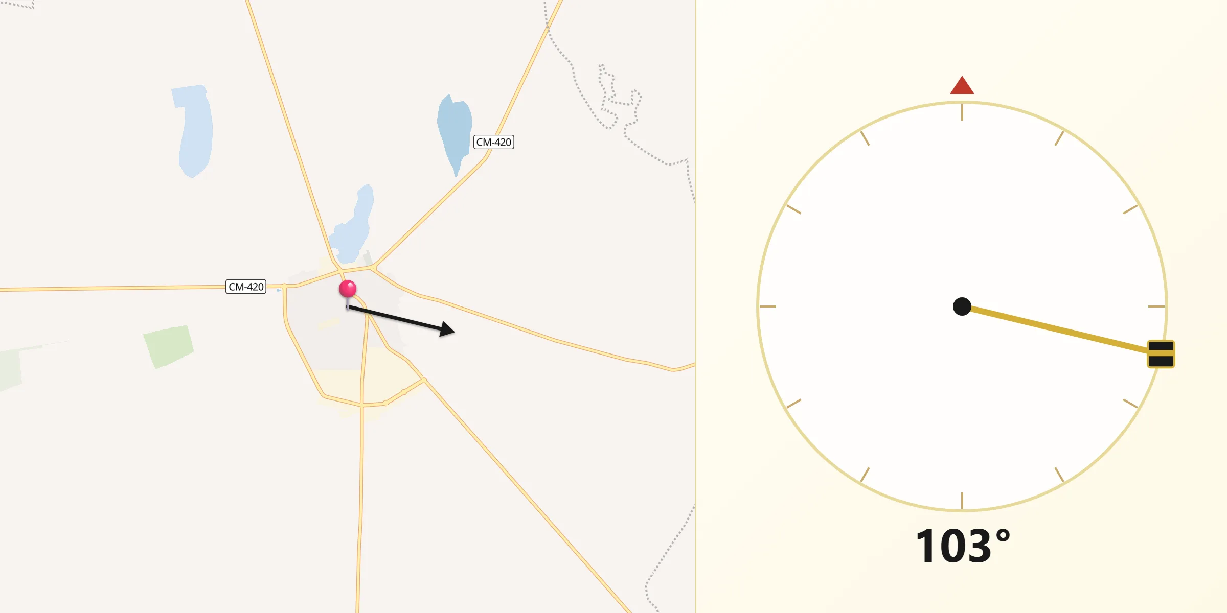 Dirección de la Qibla desde Pedro Muñoz