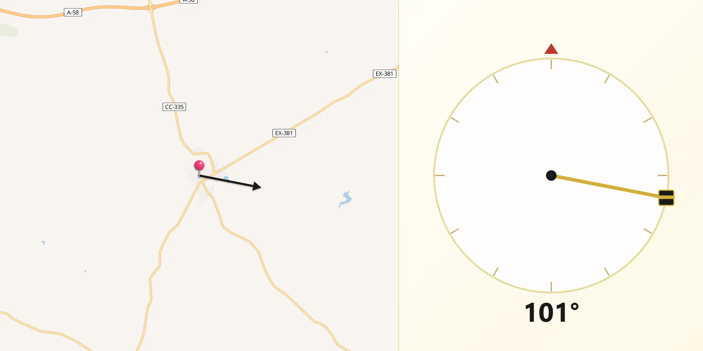 Dirección de la Qibla desde La Cumbre