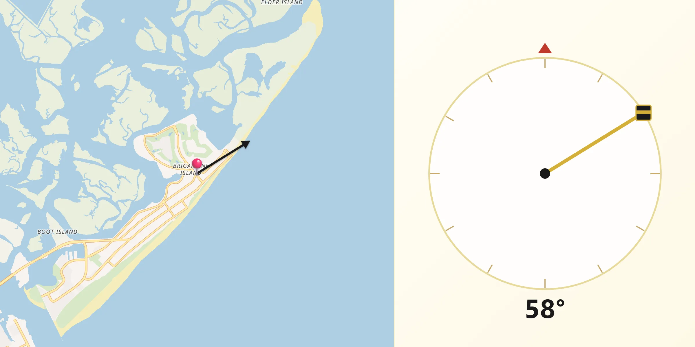 Qibla Direction from Brigantine