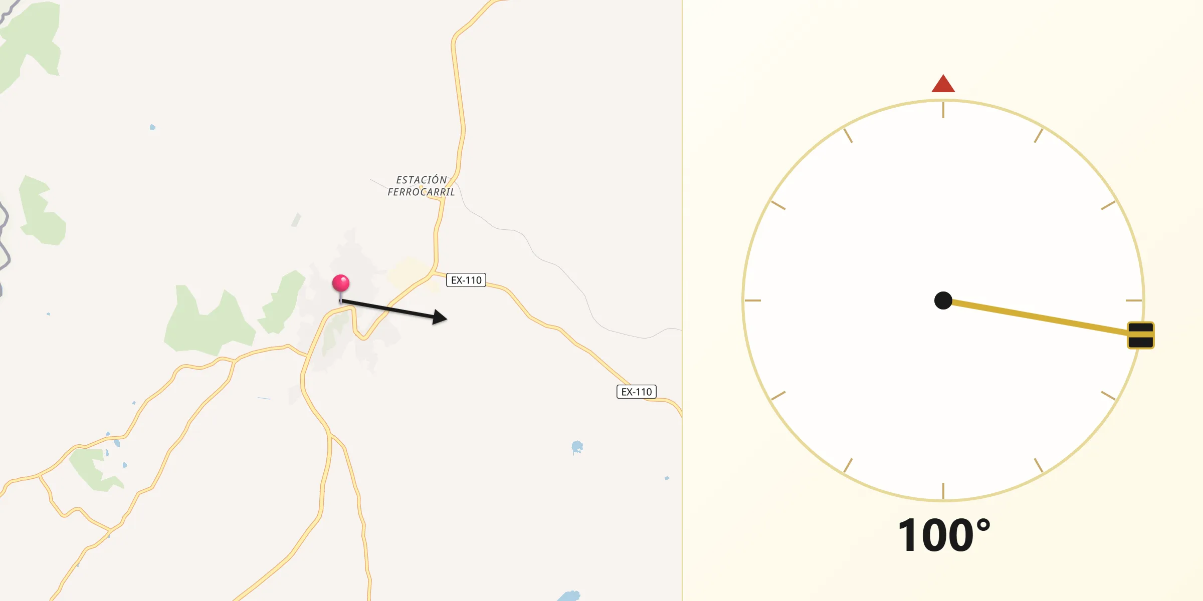 Dirección de la Qibla desde Valencia de Alcántara