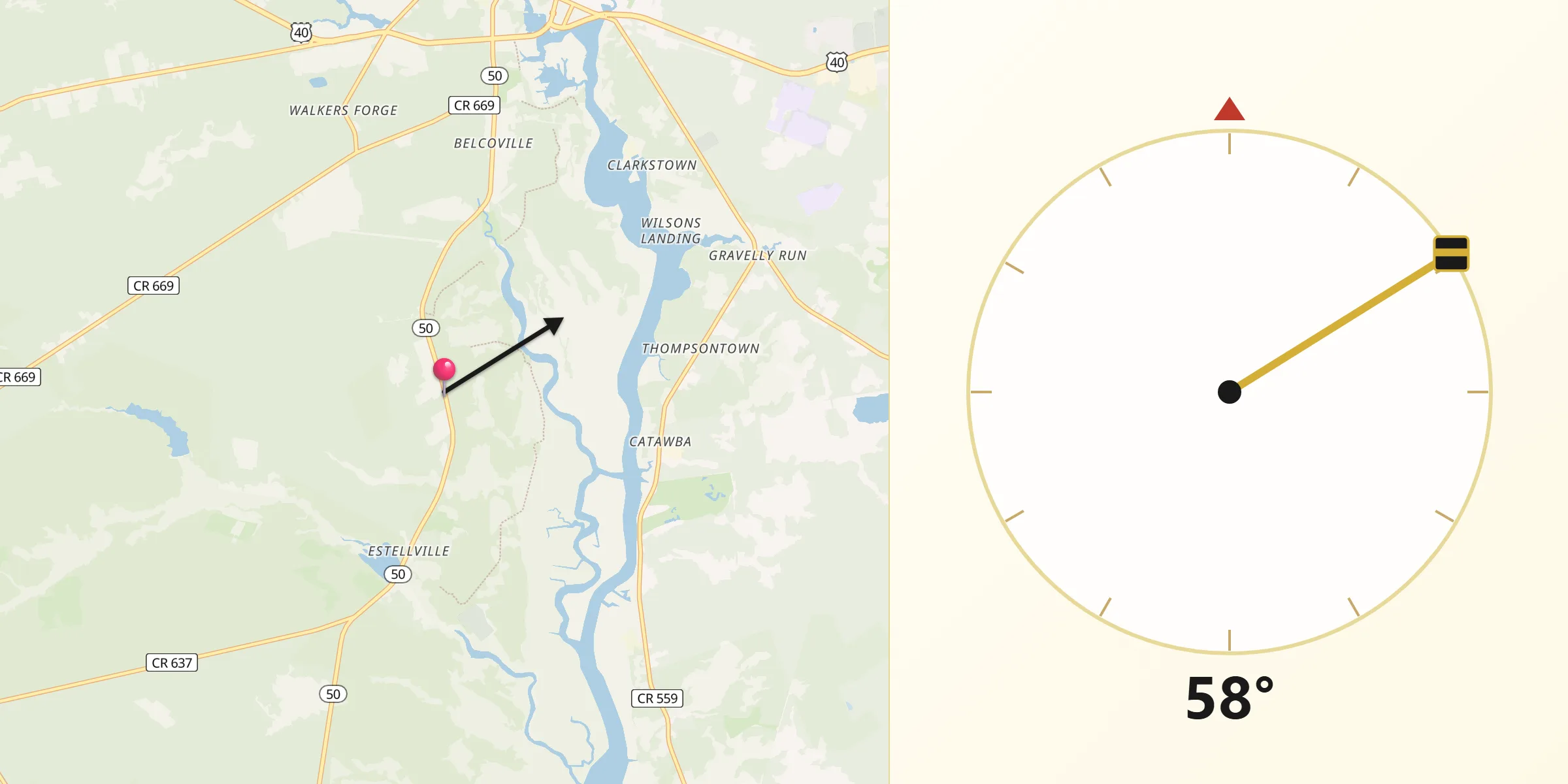 Qibla Direction from Estell Manor