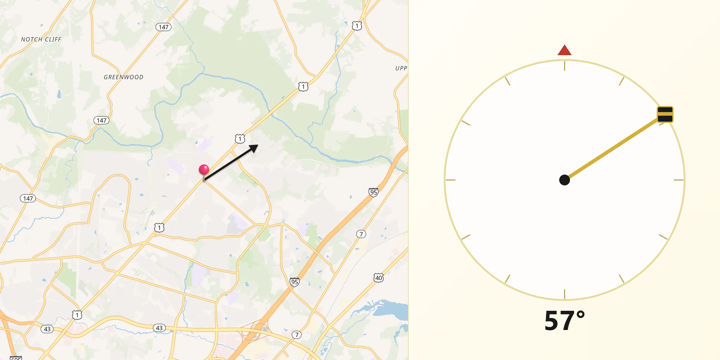 Qibla Direction from Perry Hall