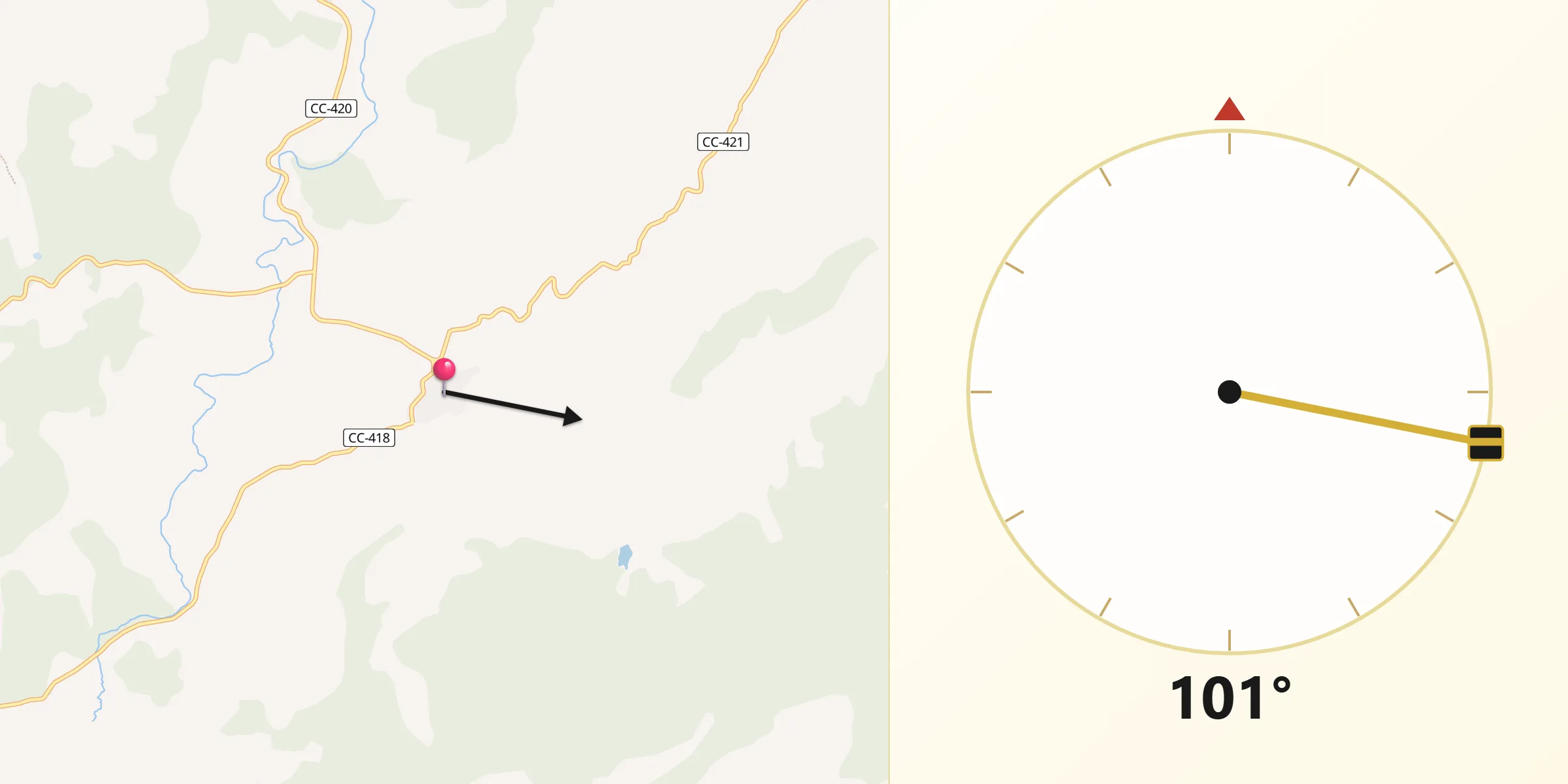 Dirección de la Qibla desde Garciaz