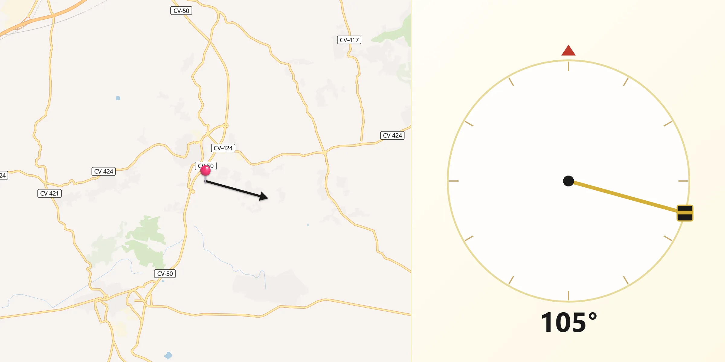 Dirección de la Qibla desde Godelleta